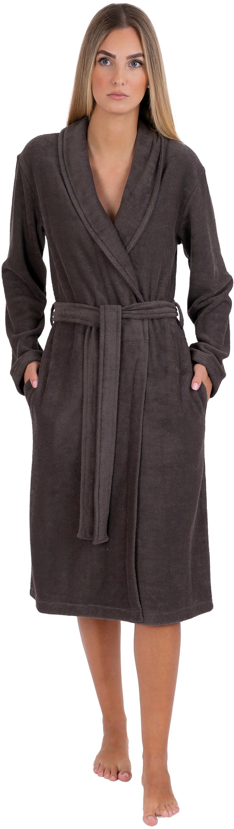 Wewo fashion Damenbademantel 4030, Midilänge, Frottier, Schalkragen, Gürtel günstig online kaufen