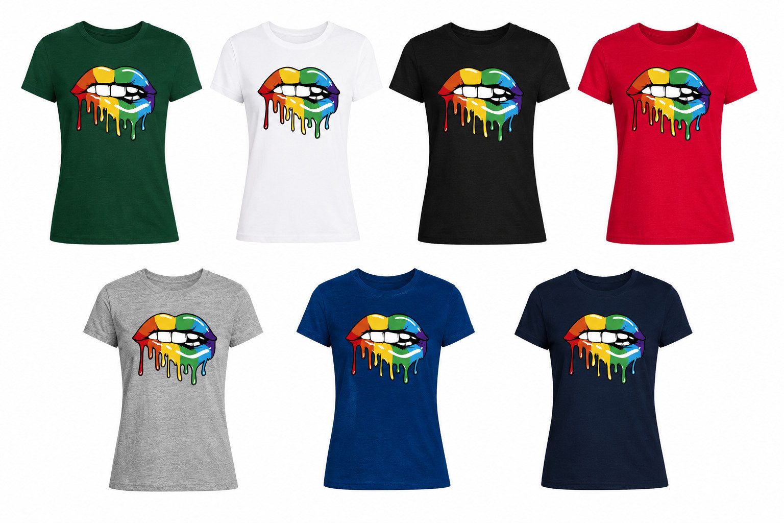 T-Shirt RainbowLips Herren T Shirt Lippen Print Pop Art Motiv Druck