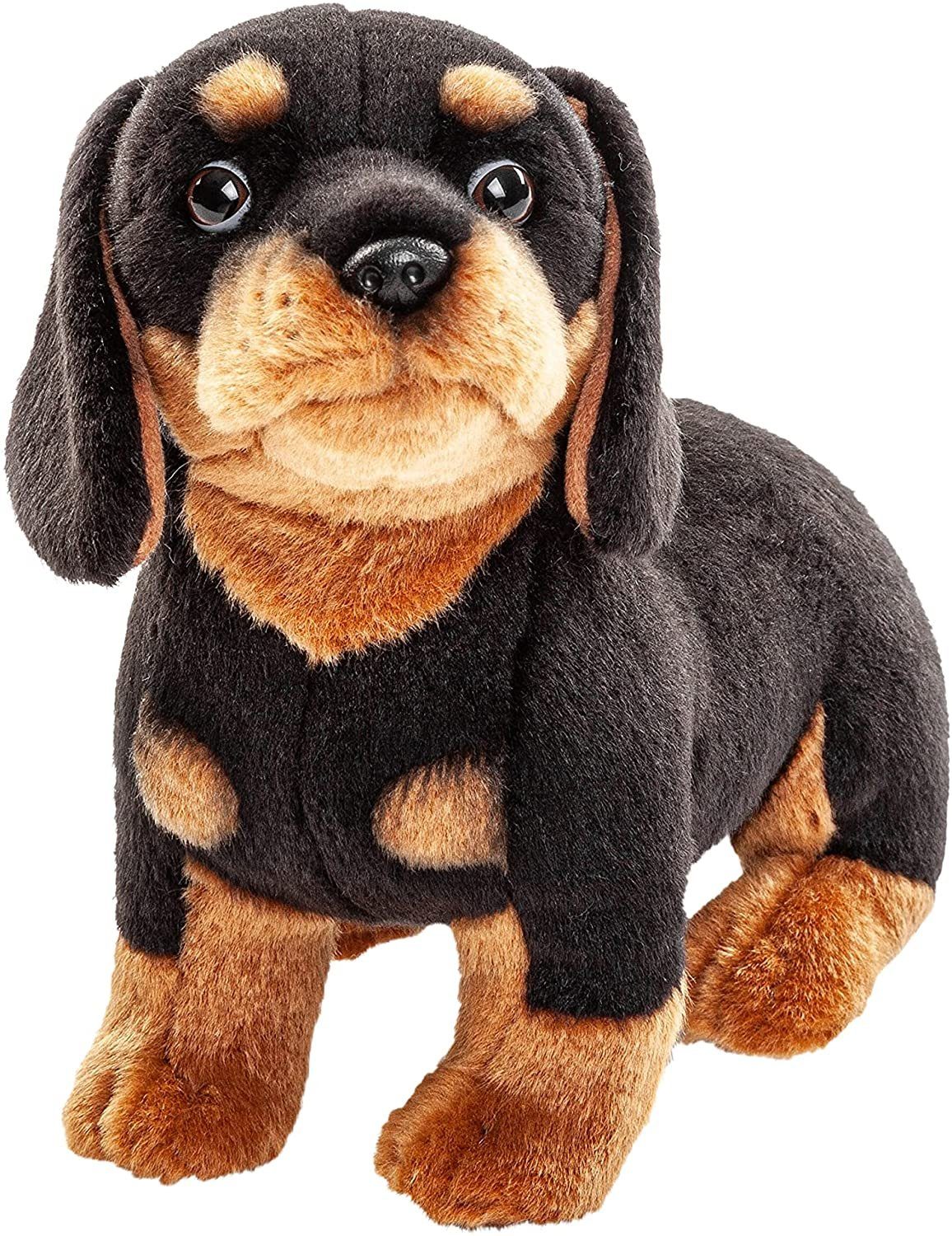 Uni-Toys Kuscheltier Dackel - mit/ohne Leine - 27 cm (Länge) - Plüsch-Hund - Plüschtier, zu 100 % recyceltes Füllmaterial
