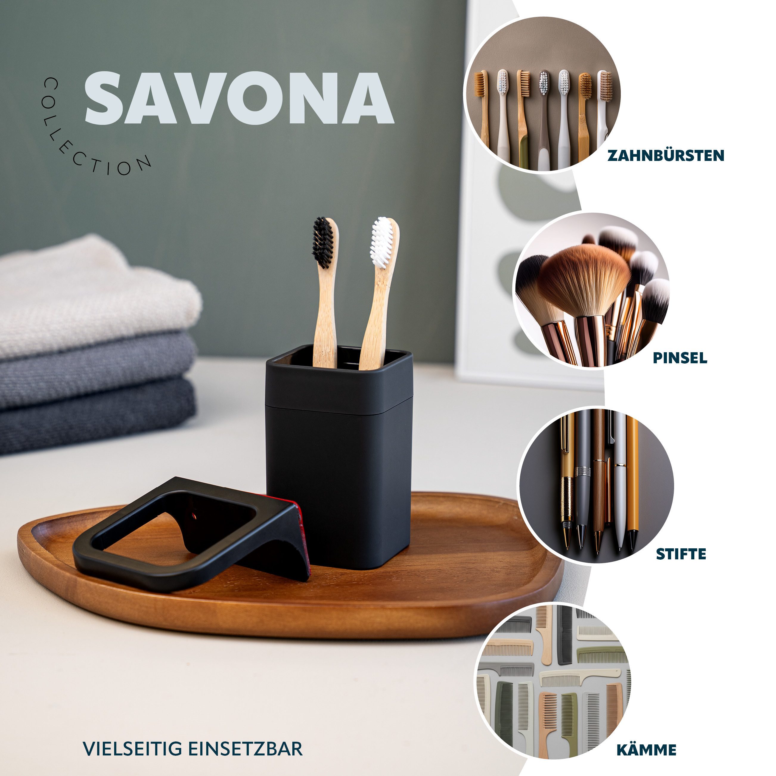 bremermann Badaccessoire-Set Bad-Serie SAVONA Softtouch inkl. Wandhalter, eckig, 2 tlg. – Bild 5 von 5