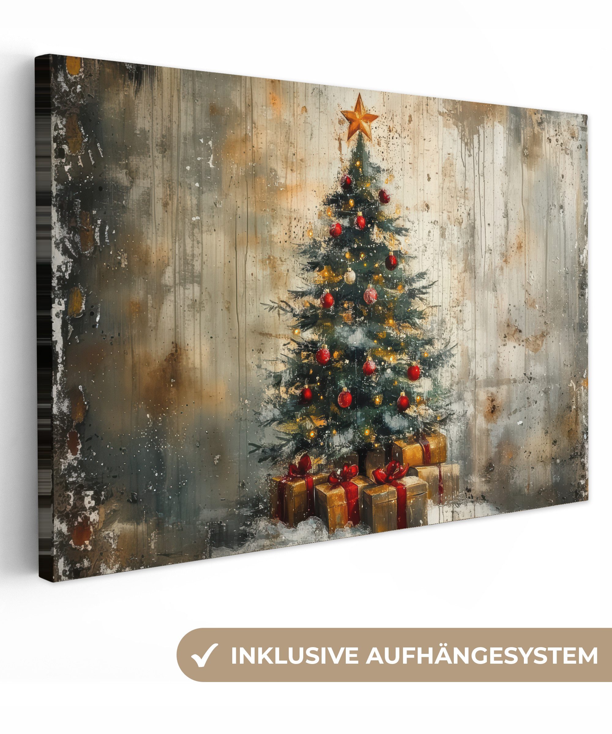 OneMillionCanvasses® Leinwandbild Weihnachtsbaum - Vintage - Weihnachten - günstig online kaufen