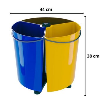 SMARTECO Mülleimer, Drehbarer runder Sortierabfallbehälter Recycling ECO 3x 11.7L