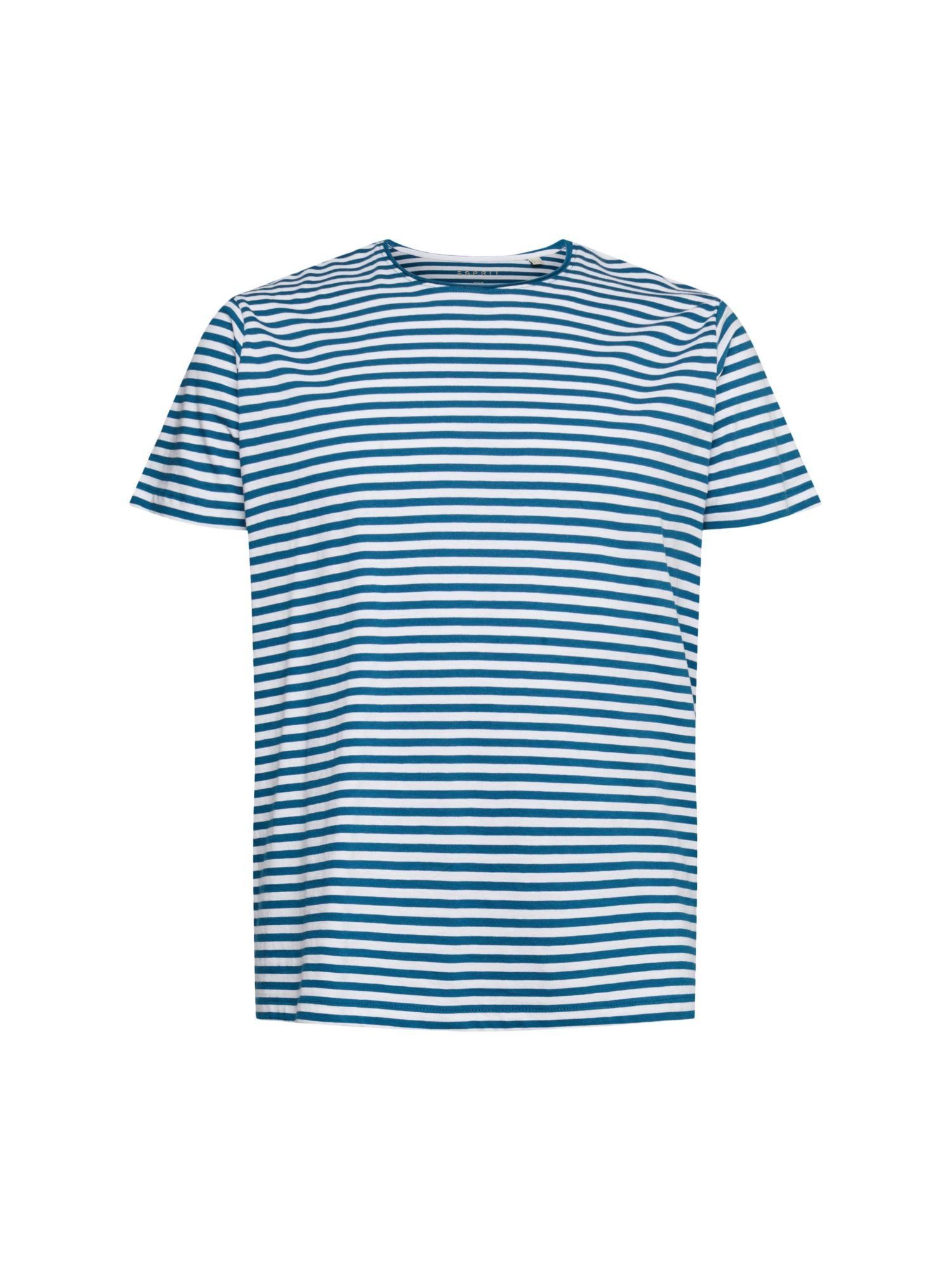 Esprit T-Shirt Jersey-T-Shirt mit Streifenmuster (1-tlg) PETROL BLUE