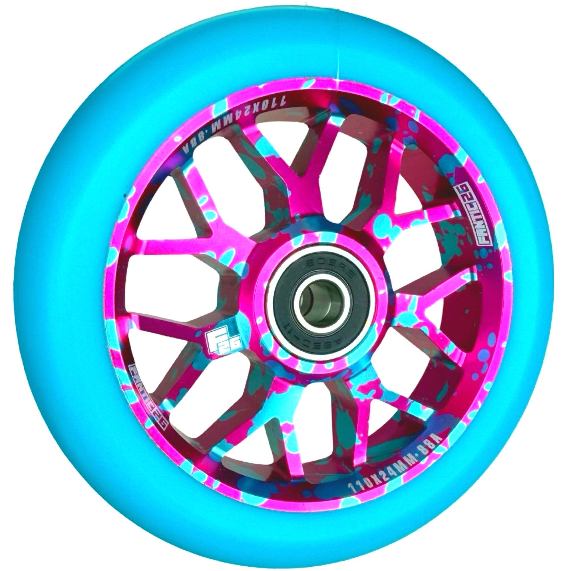 Fantic26 Stuntscooter Fantic26 Spy7 Stunt-Scooter Rolle 110mm Abec11 Splash Pink/Pu Türkis