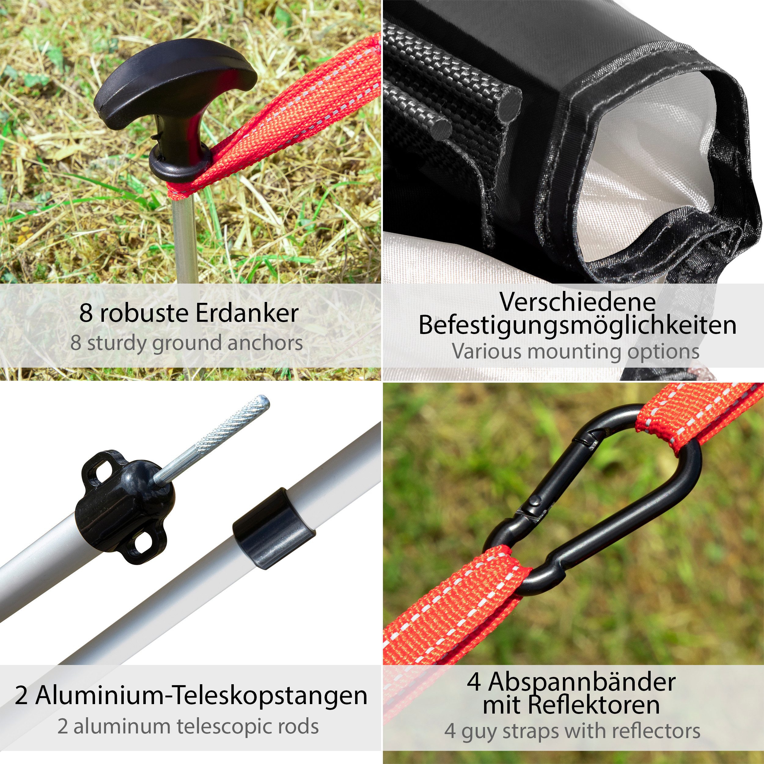 ONVAYA Sonnensegel Auto-Sonnensegel, Schutz vor Wind, Regen, Sonne, 6 Aufbauvarianten