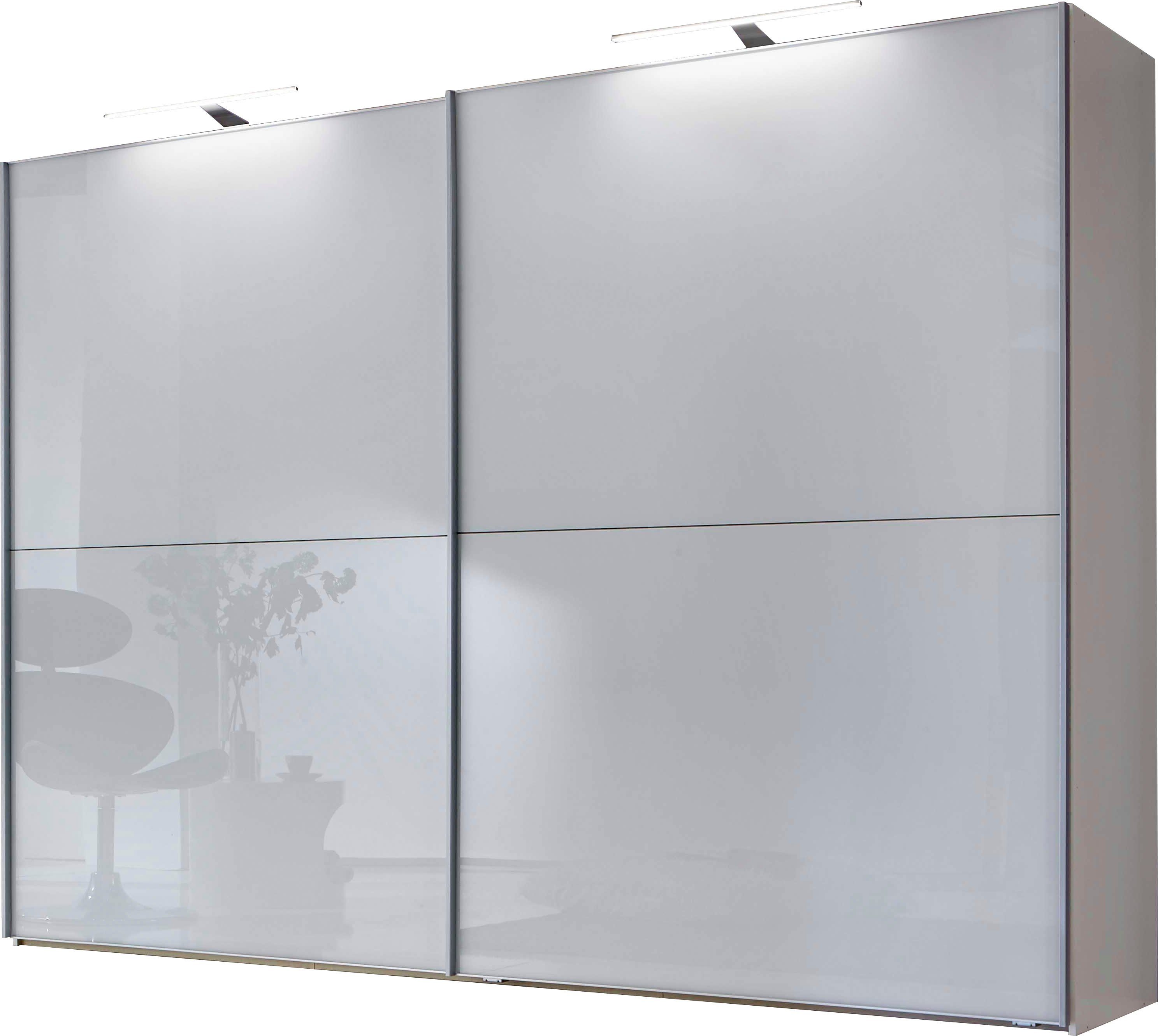 WIEMANN Schwebetürenschrank Orion Glasfront Weiß, Front Glas weiß