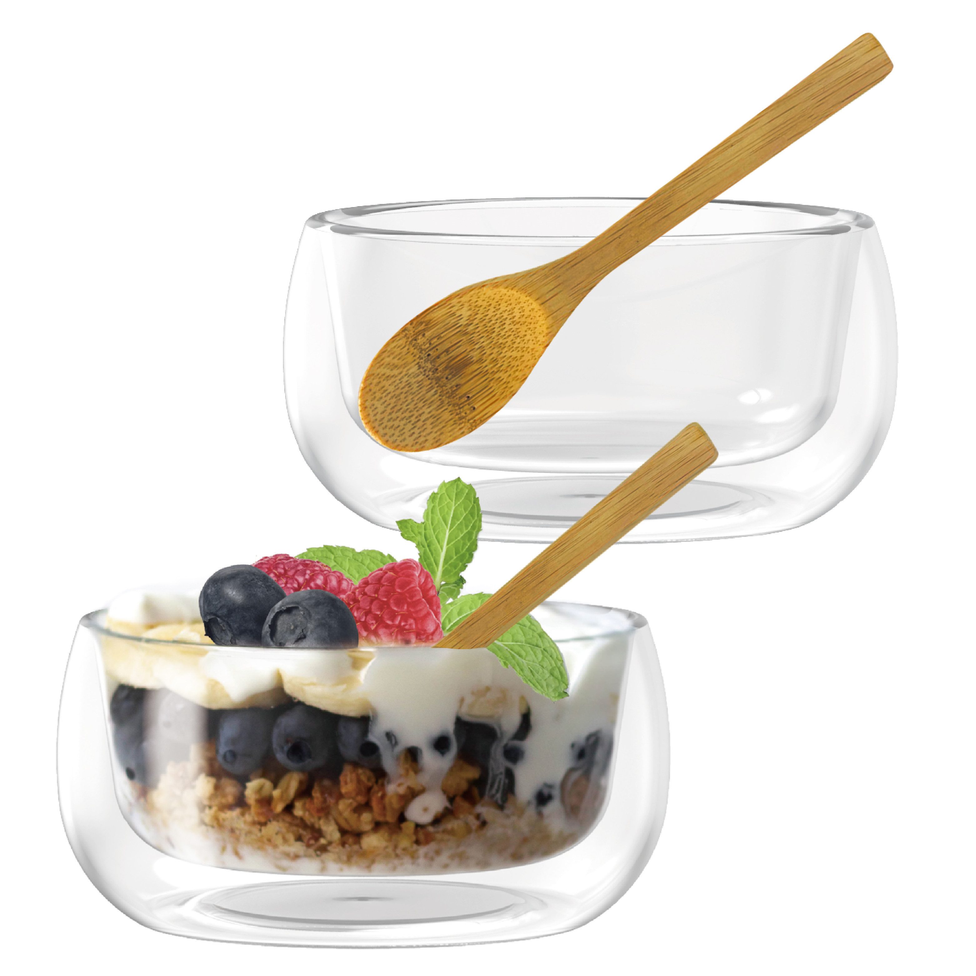 Dessertschale Doppelwandige Müsli-/Dessertschale aus Borosilikatglas