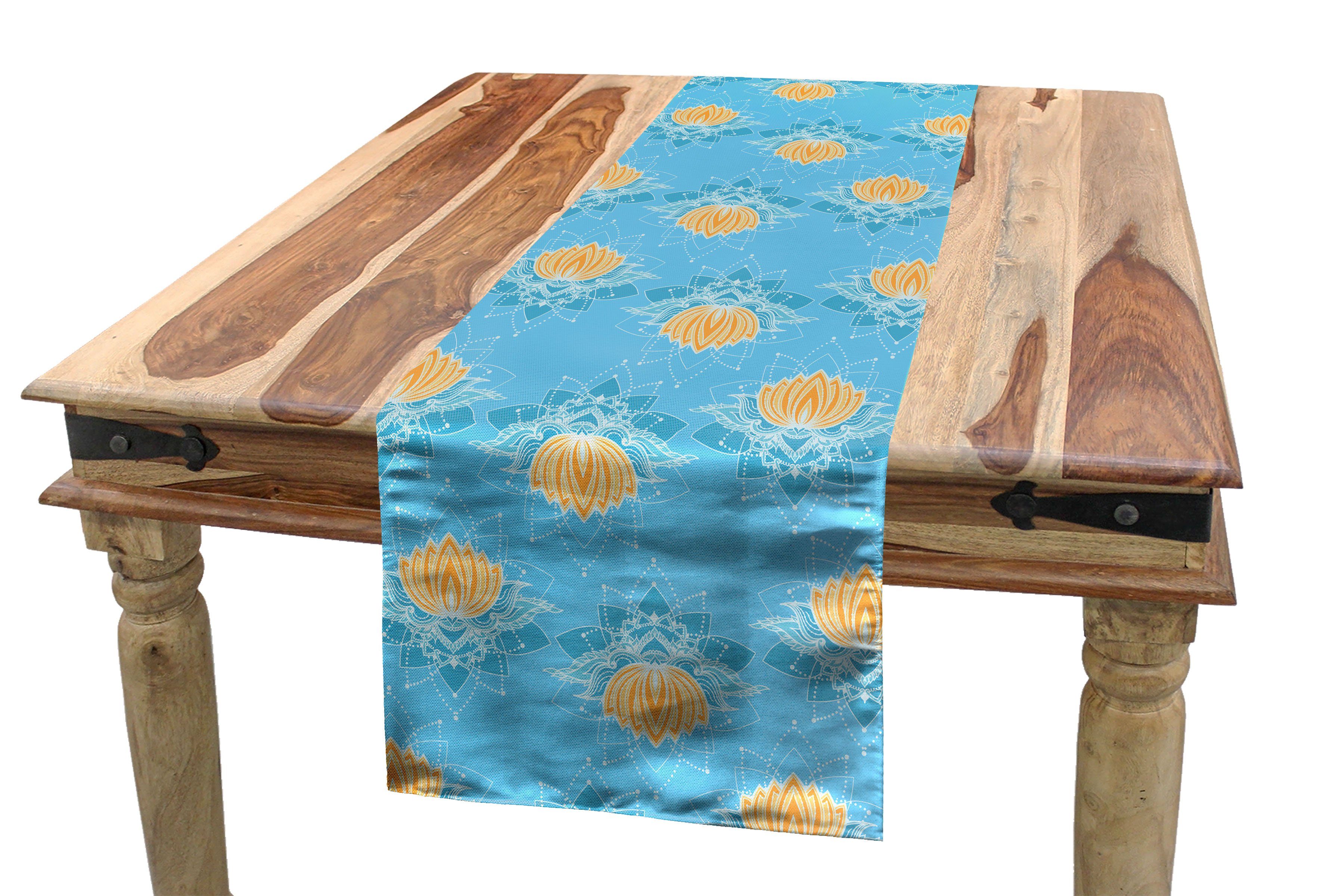Abakuhaus Tischläufer Esszimmer Küche Rechteckiger Dekorativer Tischläufer, Lotus Japanische Themed Flora