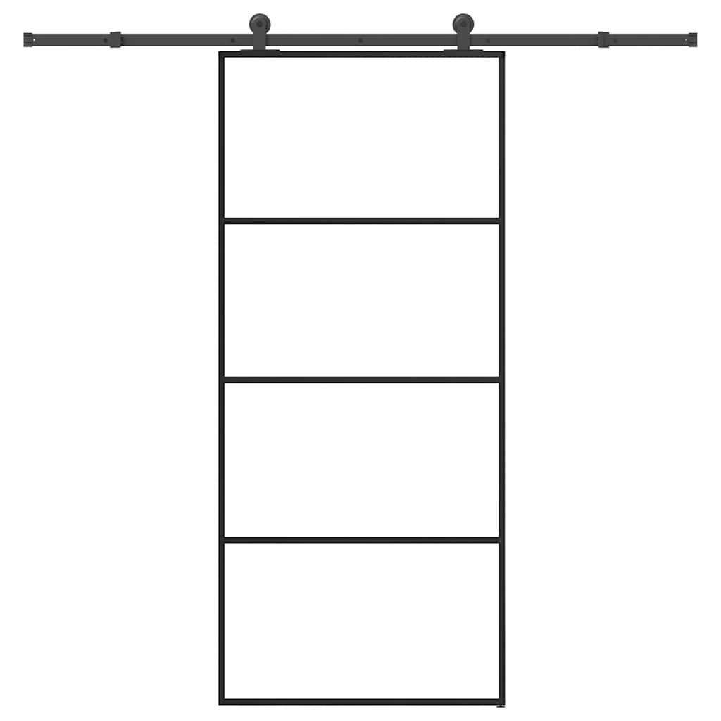 vidaXL Haustür Schiebetür mit Beschlag 90x205 cm ESG-Glas & Aluminium (1-St)