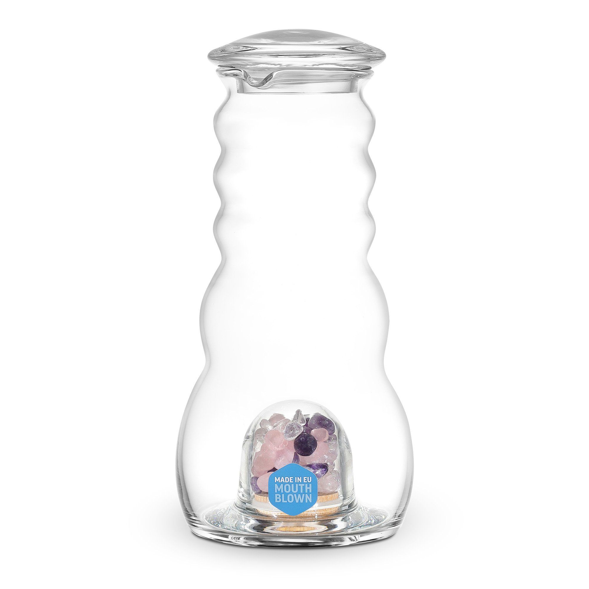 Natures-Design Wasserkrug Cadus mit Edelsteinen und Glasdeckel 1l