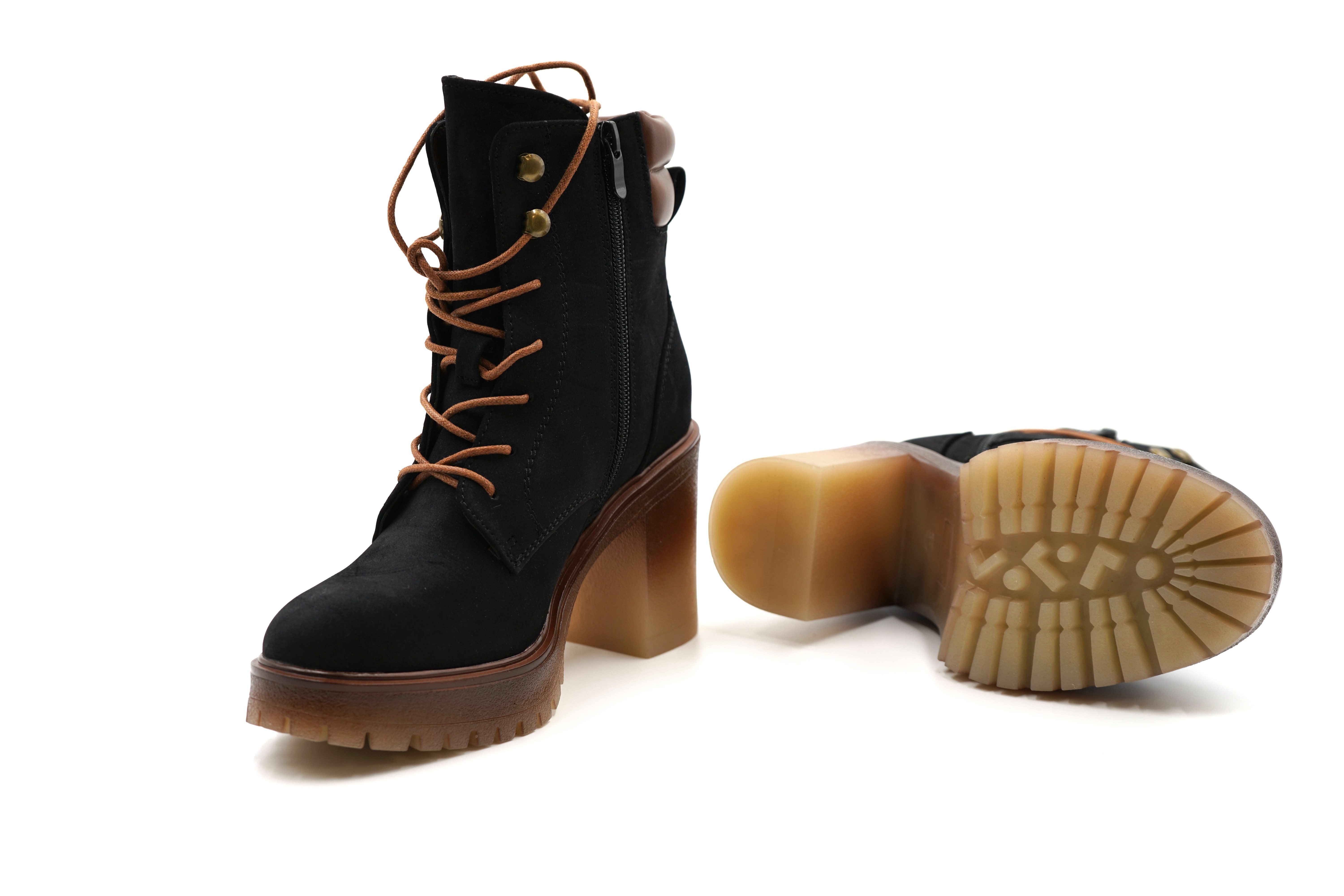 Sonderpostendiscount Damen Boots Stiefletten 23-5 Schwarz mit seitlichem Re günstig online kaufen