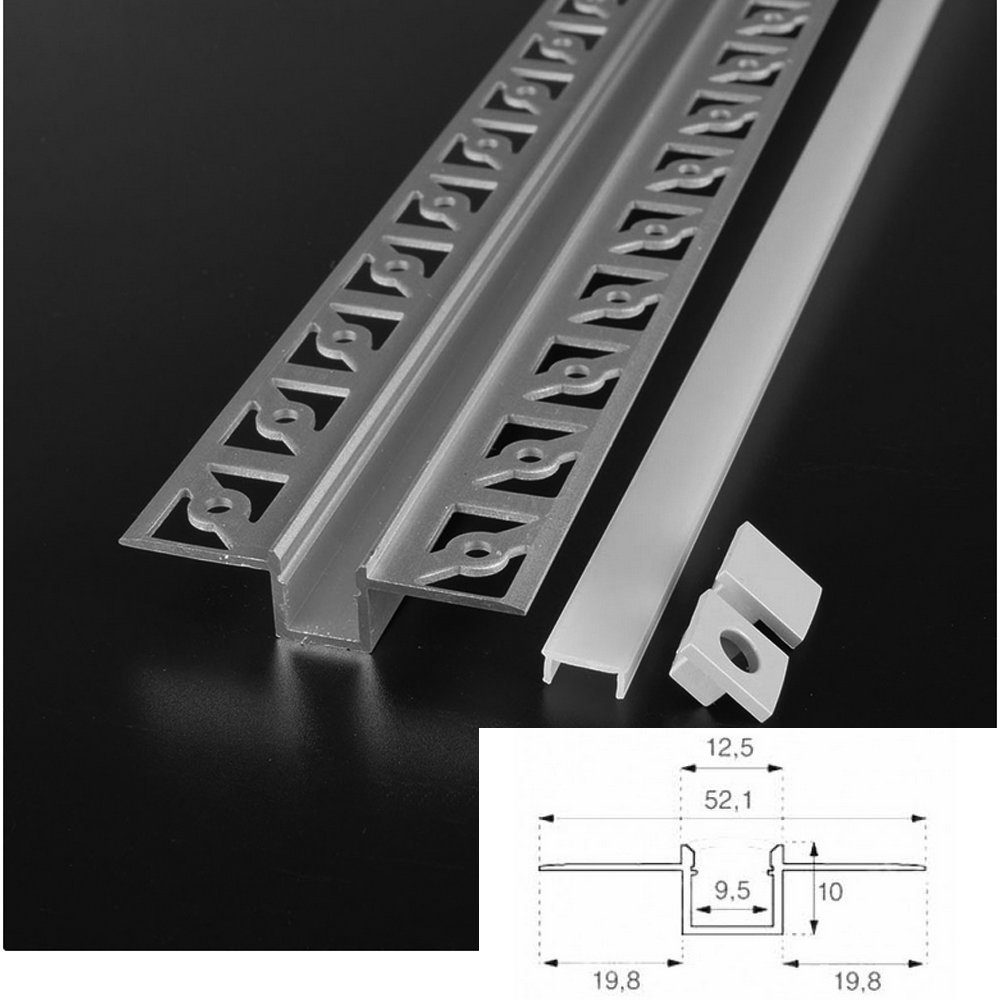 ENERGMiX LED-Stripe-Profil 2 Meter Alu Profile Alu Schiene Profil mit Milchglas Abdeckung Kanal, Profil Kanal LED Leiste Profil Kanal system für LED Streifen 20 – Bild 4 von 5