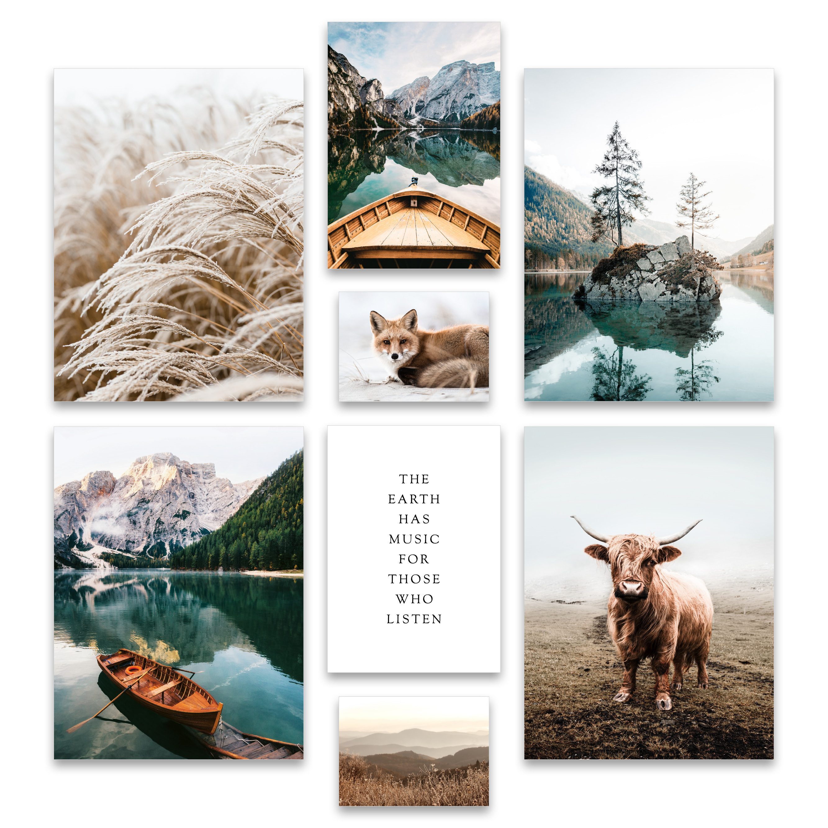 Bilder-Collage Poster Set - BEAUTIFUL EARTH I Natur Petrol See Berge I Deko