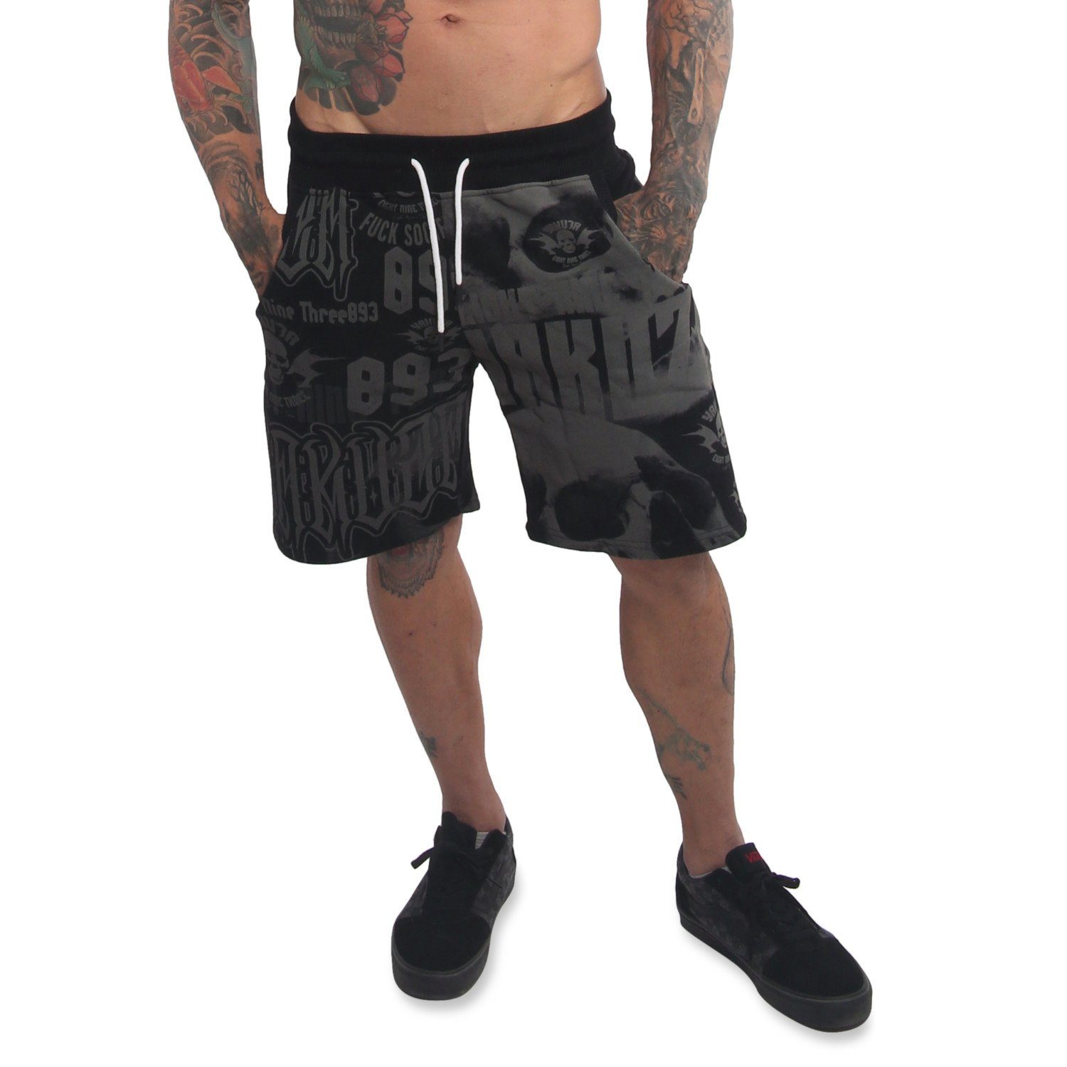 Allover YAKUZA Sweatshorts System Metal schwarz