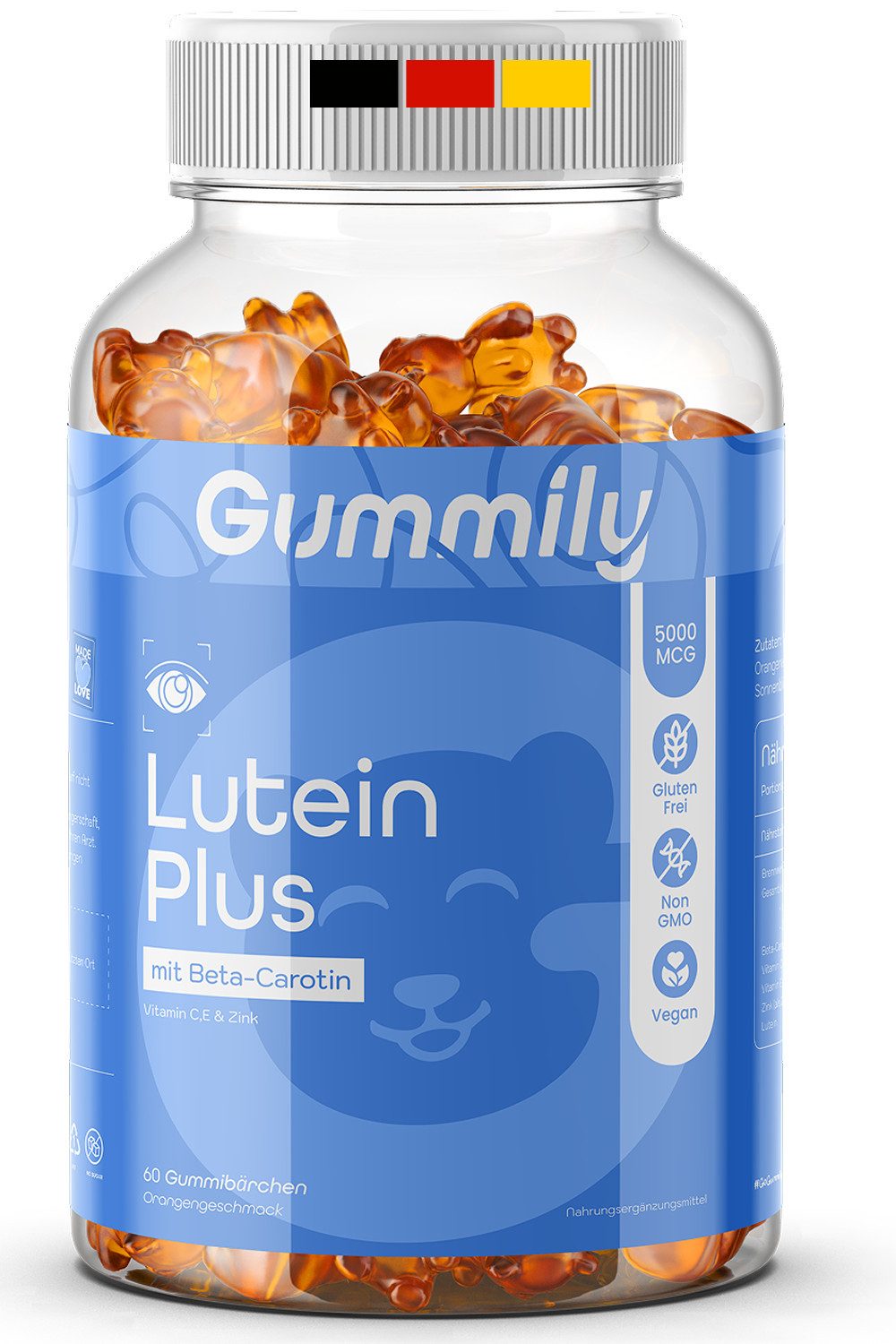 Gummily® Zukerfrei Lutein Augen Komplex Gummibärchen - Beta-Carotin - Vitamin C Gummibärchen, 180 g