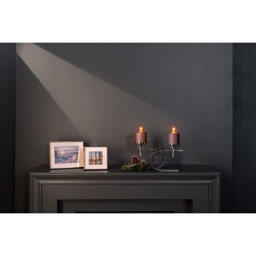 Fink Kerzenleuchter Leuchter PASSIONA - silber - Aluminium/Edelstahl - H.17,5cm x B.34cm, vernickelt - nicht outdoorgeeignet