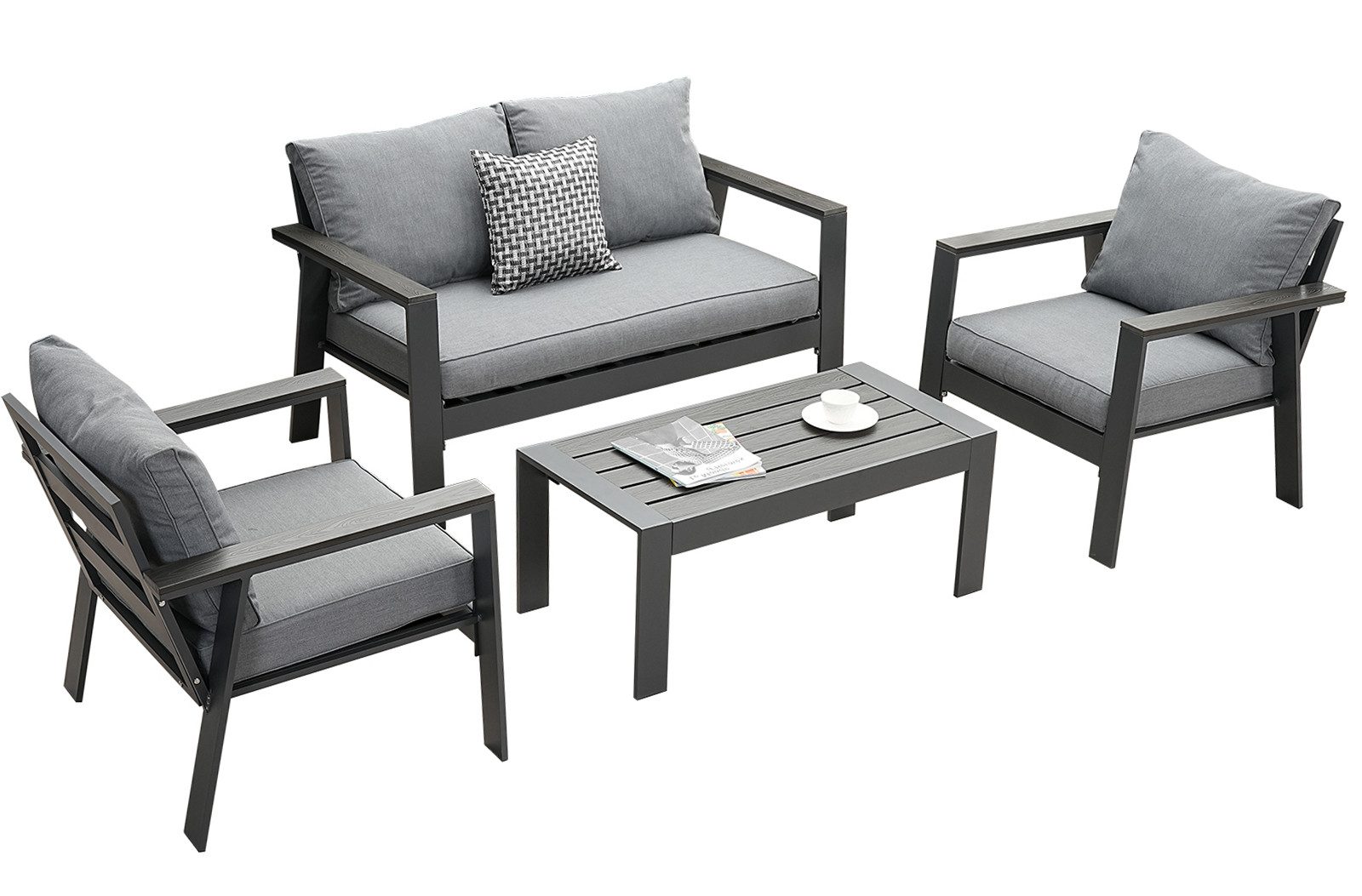 MeXo Gartenlounge-Set Balkonmöbel Set 4 Personen günstig online kaufen
