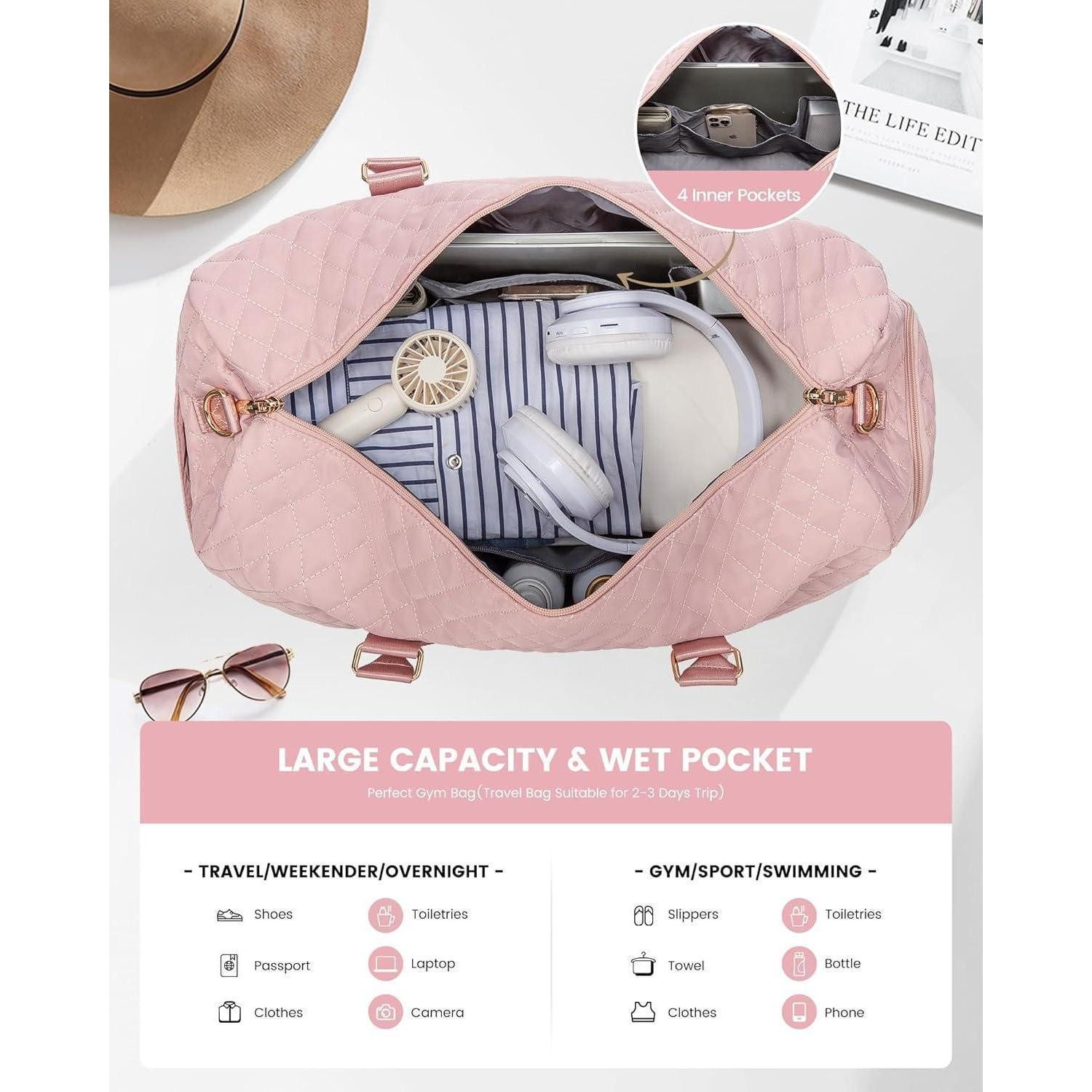 LuxusKollektion Reisetasche Sporttasche Damen Reisetasche Weekender Travel Bag Rosa wasserdicht