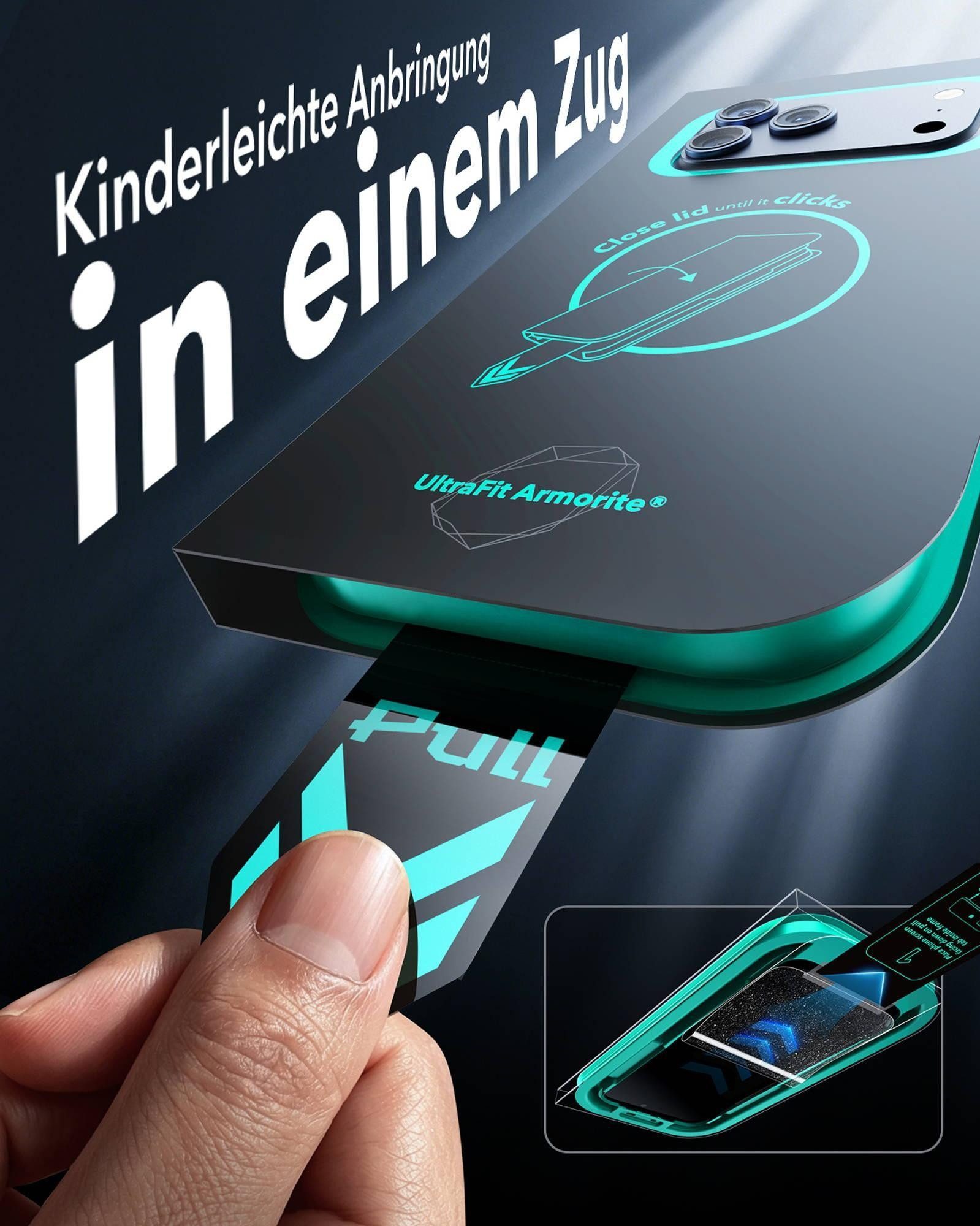 ESR Displayschutzglas Armorite Displayschutz für das iPhone 18 Pro Max für Apple iPhone 18 Pro Max/17 Pro Max, 9H-Härte, 7-fache Stoßdämpfung, UltraFit Aufbring – Bild 4 von 5