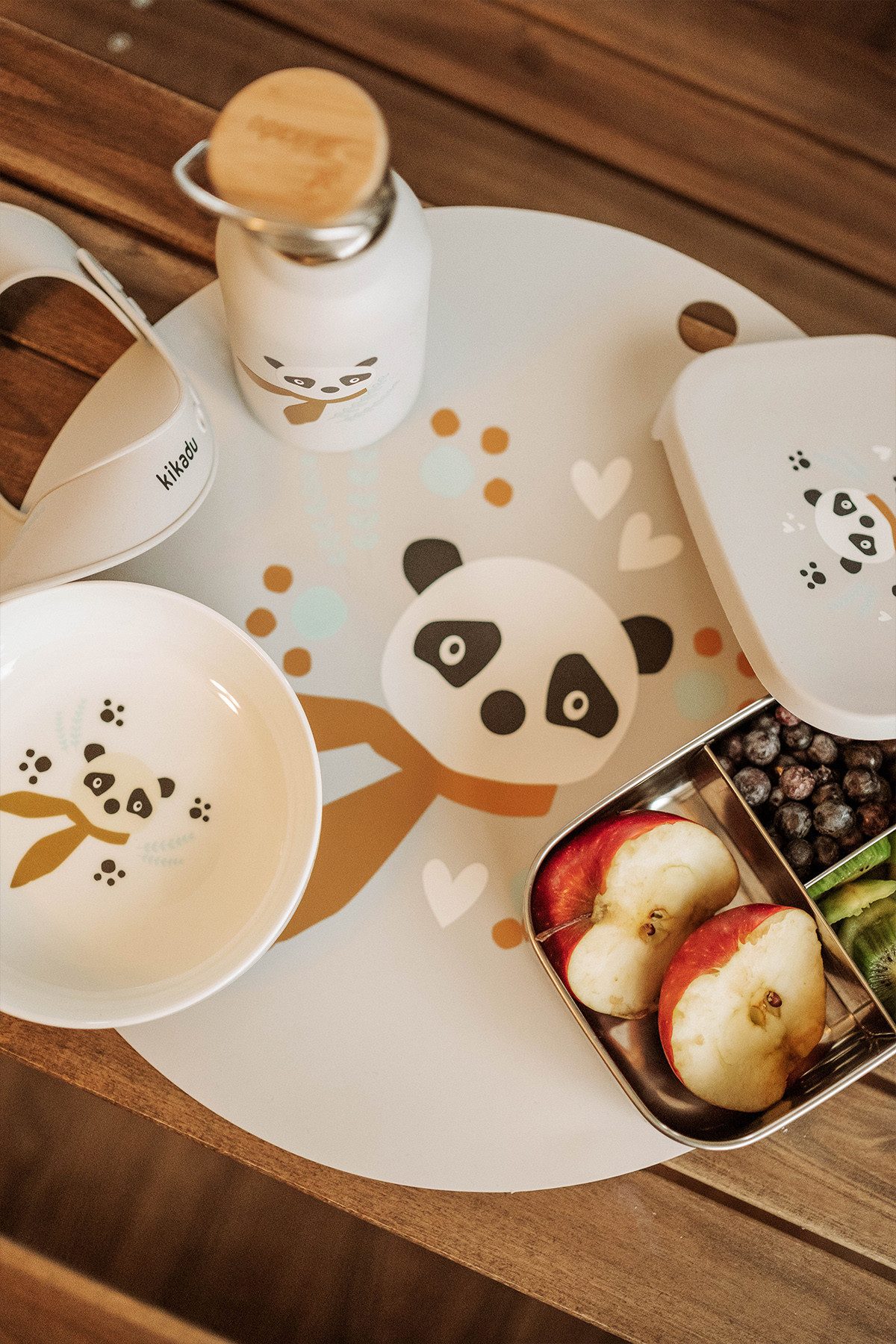 kikadu Platzset Silikon Platzset Panda Silber Grau, (1-St), aus BPA-freiem Silikon - 38 cm