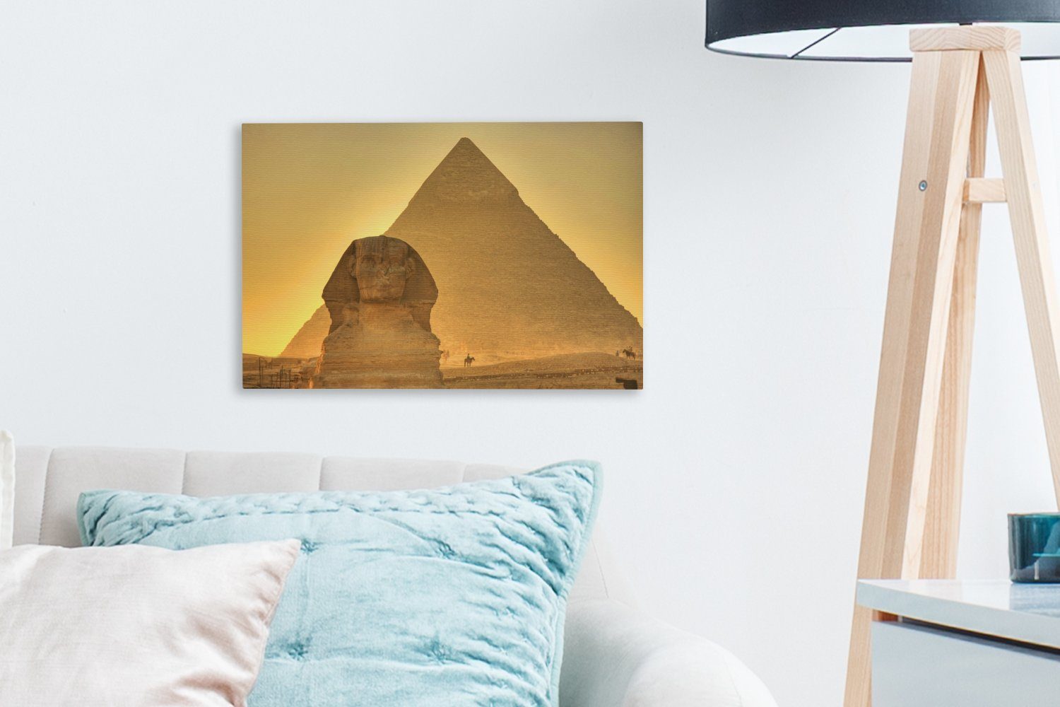 im Sphinx (1 Abendlicht, von cm Aufhängefertig, in St), Leinwandbilder, Ägypten Wanddeko, Die Wandbild 30x20 Leinwandbild OneMillionCanvasses® Gizeh
