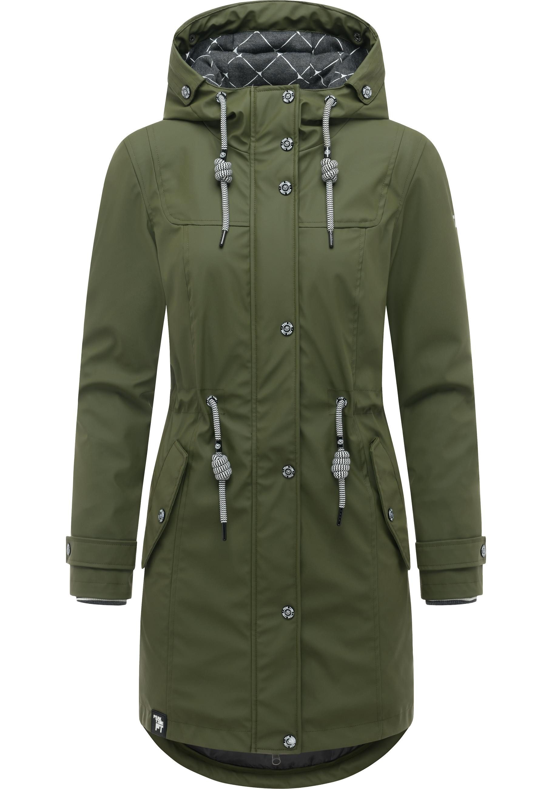 PEAK TIME Regenjacke L60042 stylisch taillierter Regenmantel für Damen