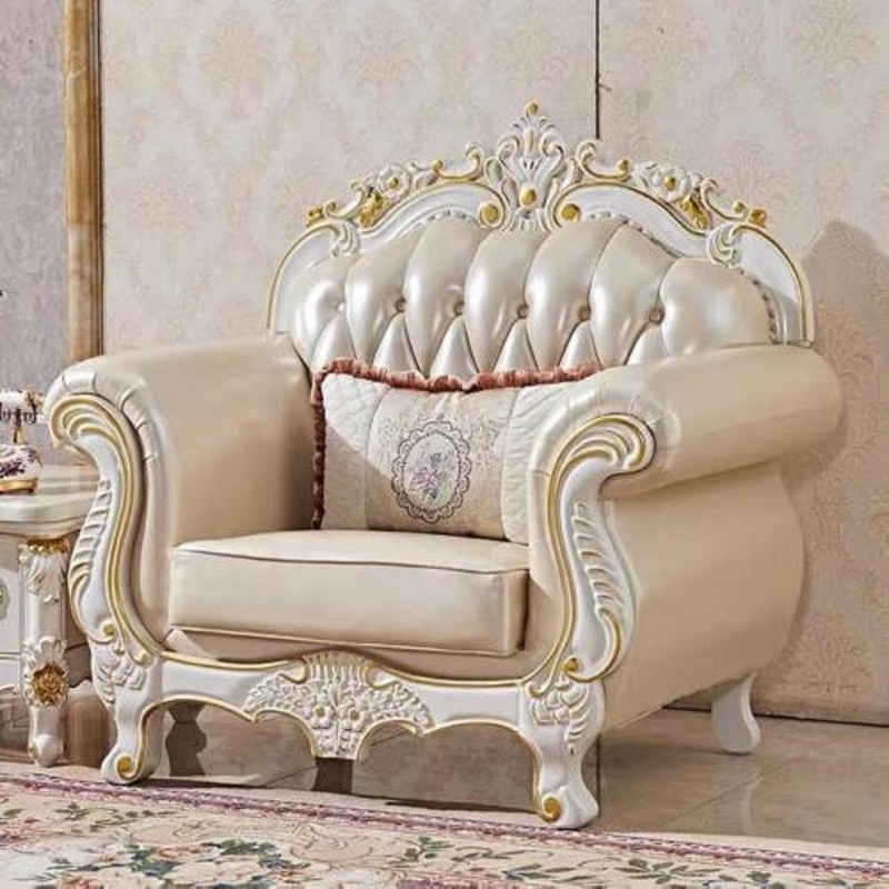 JVmoebel Sessel Sessel Luxus Möbel Barock Wohnzimmer Holz Leder