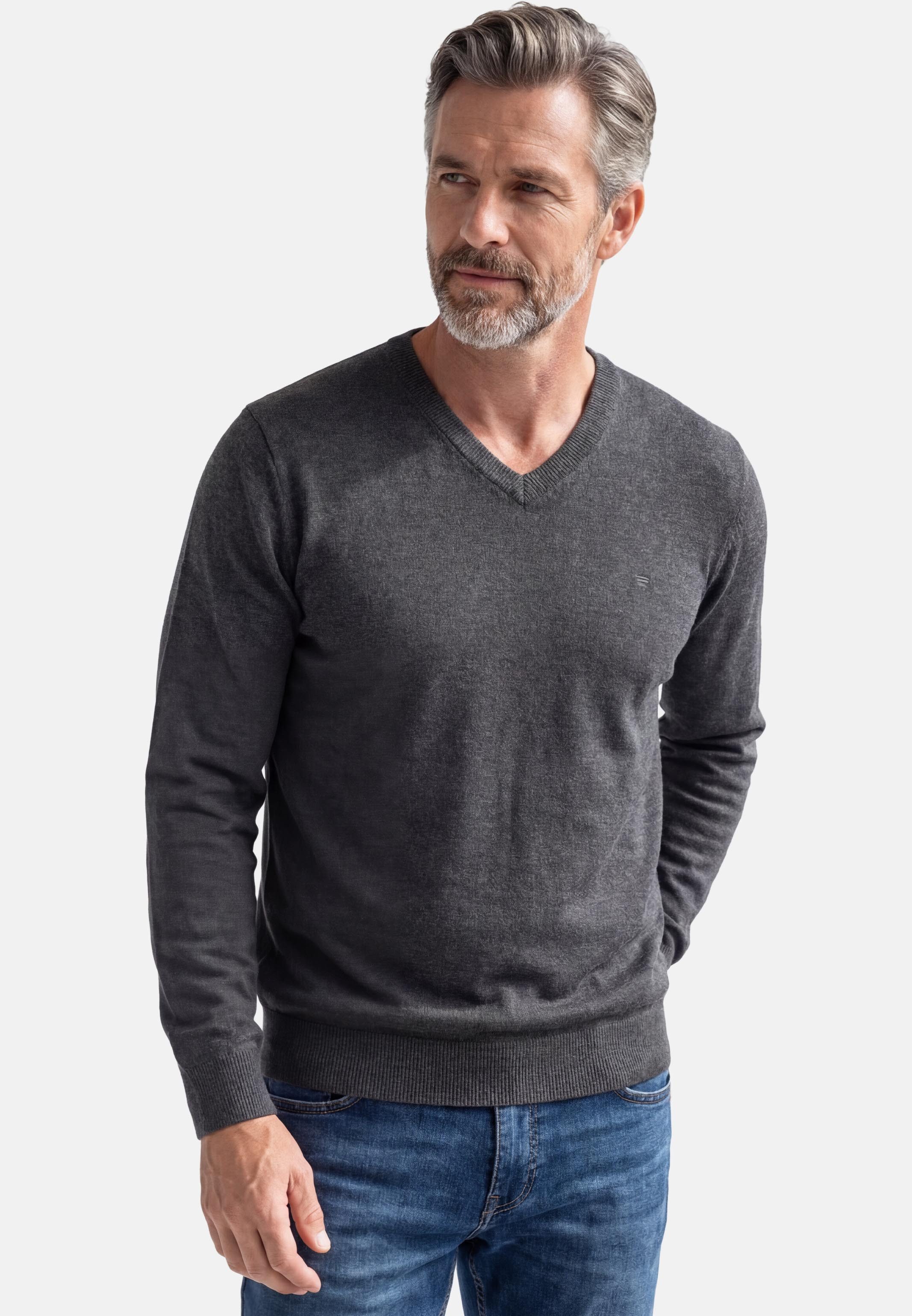 Redmond V-Ausschnitt-Pullover Basic (1-tlg) Pullover - Baumwolle - Atmungsaktiv - Weicher Feinstrick