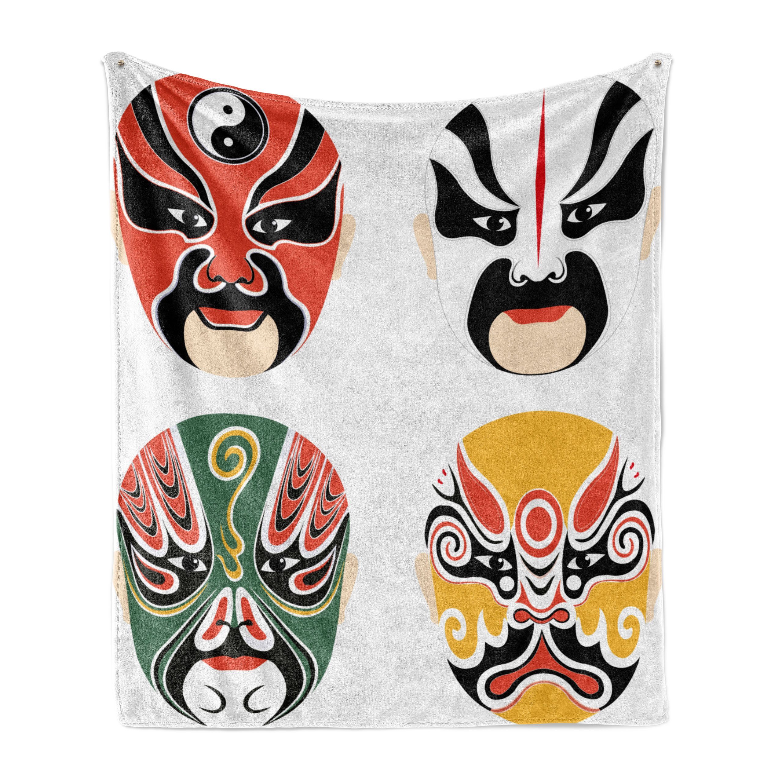 Drama Außenbereich, und Abakuhaus, Gemütlicher Wohndecke Kabuki-Maske Kostüme Plüsch für den Innen-