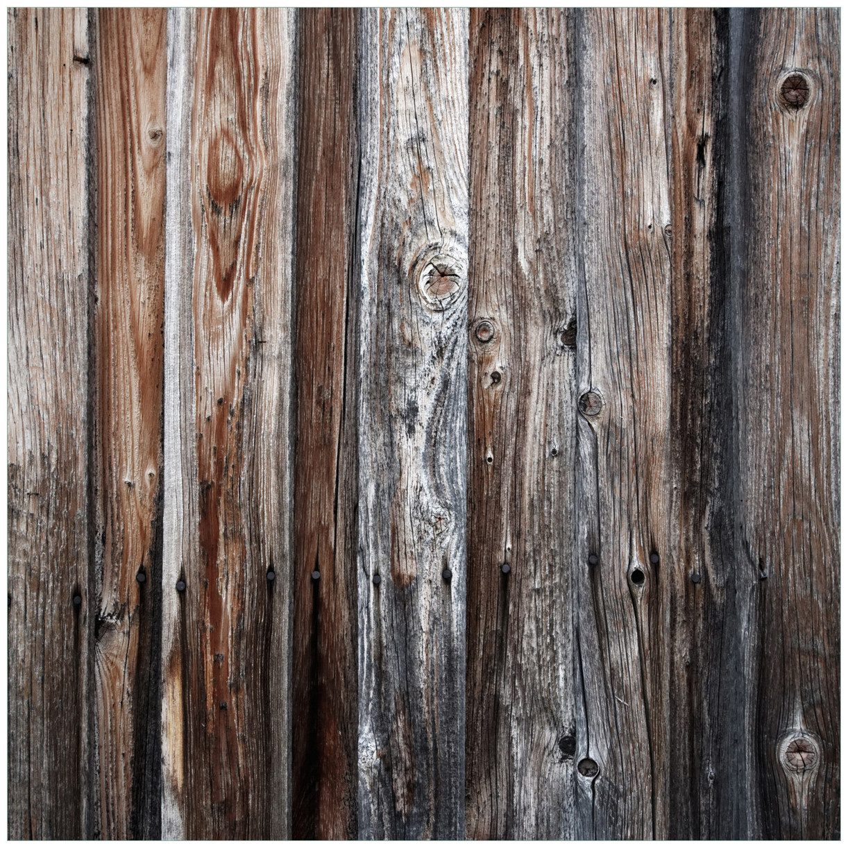 Wallario Tischplatte Alte Holzwand - Holzplanken in grau und braun (1 St), für Ikea Lack Tisch geeignet