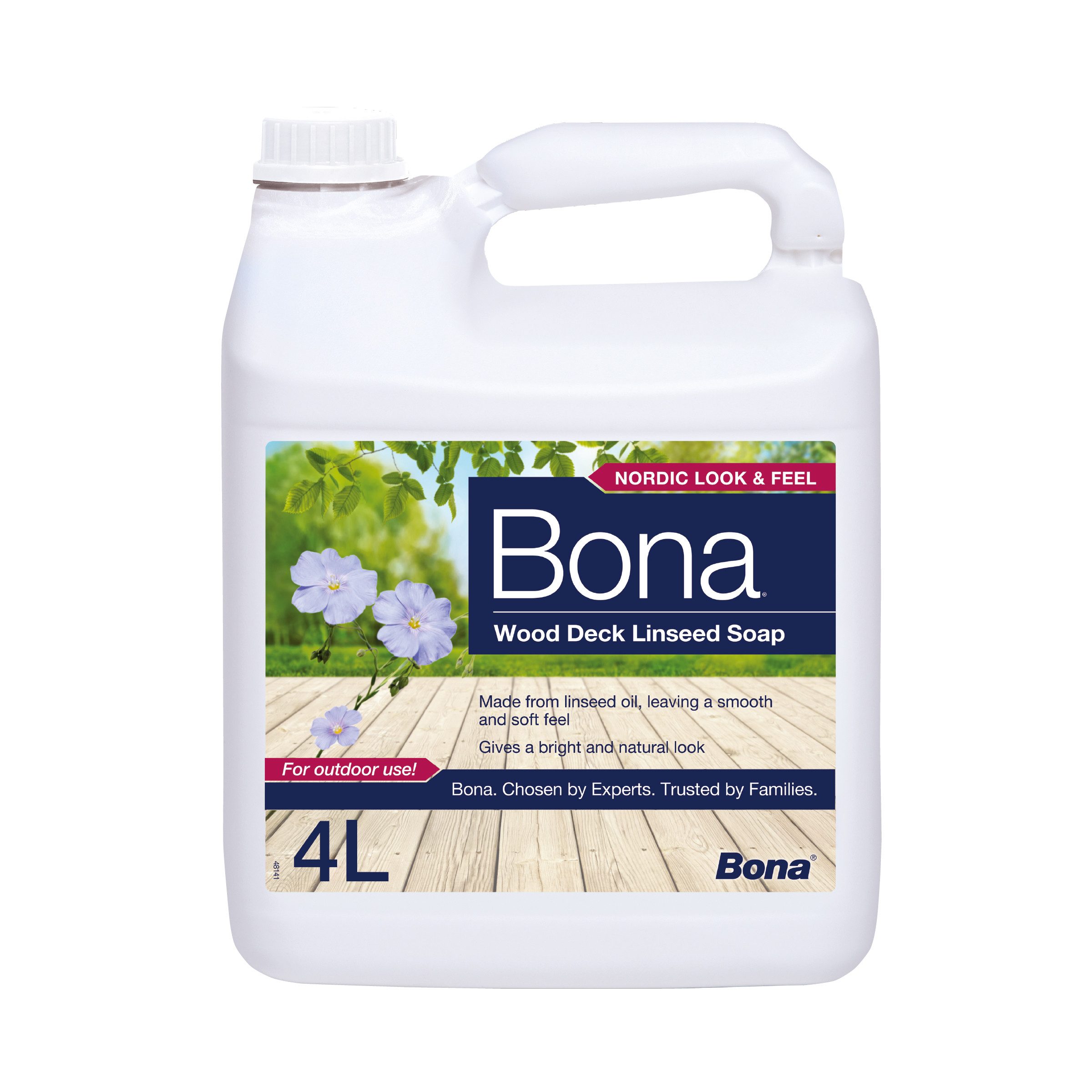 Bona Leinöl-Seife für Holzterrassen, Holzpflege Grünbelagentferner (schützt und pflegt Holzterrassen vor Witterungen)