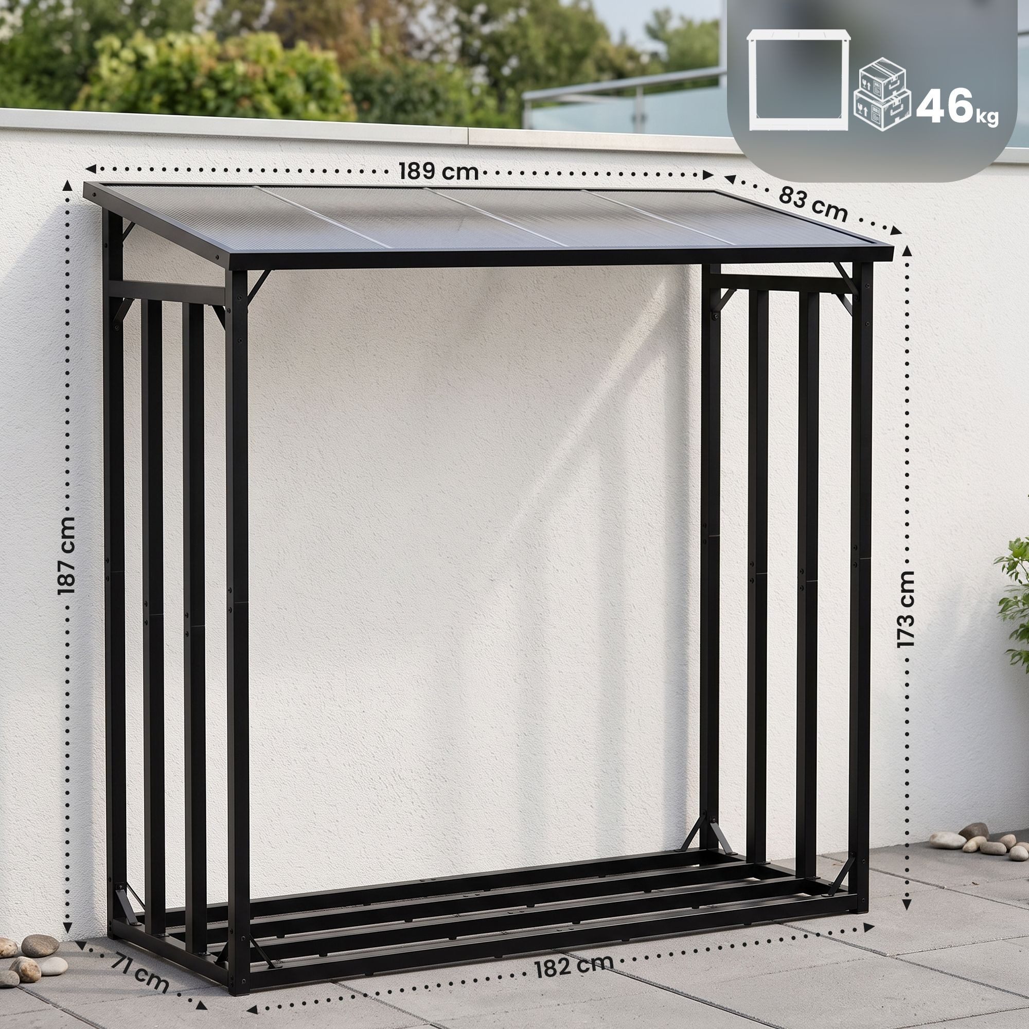 CLP Kaminholzregal Redford, BxTxH:189x71x187 cm, (1er), 189x71x187 cm, mit Tragetasche als Geschenk