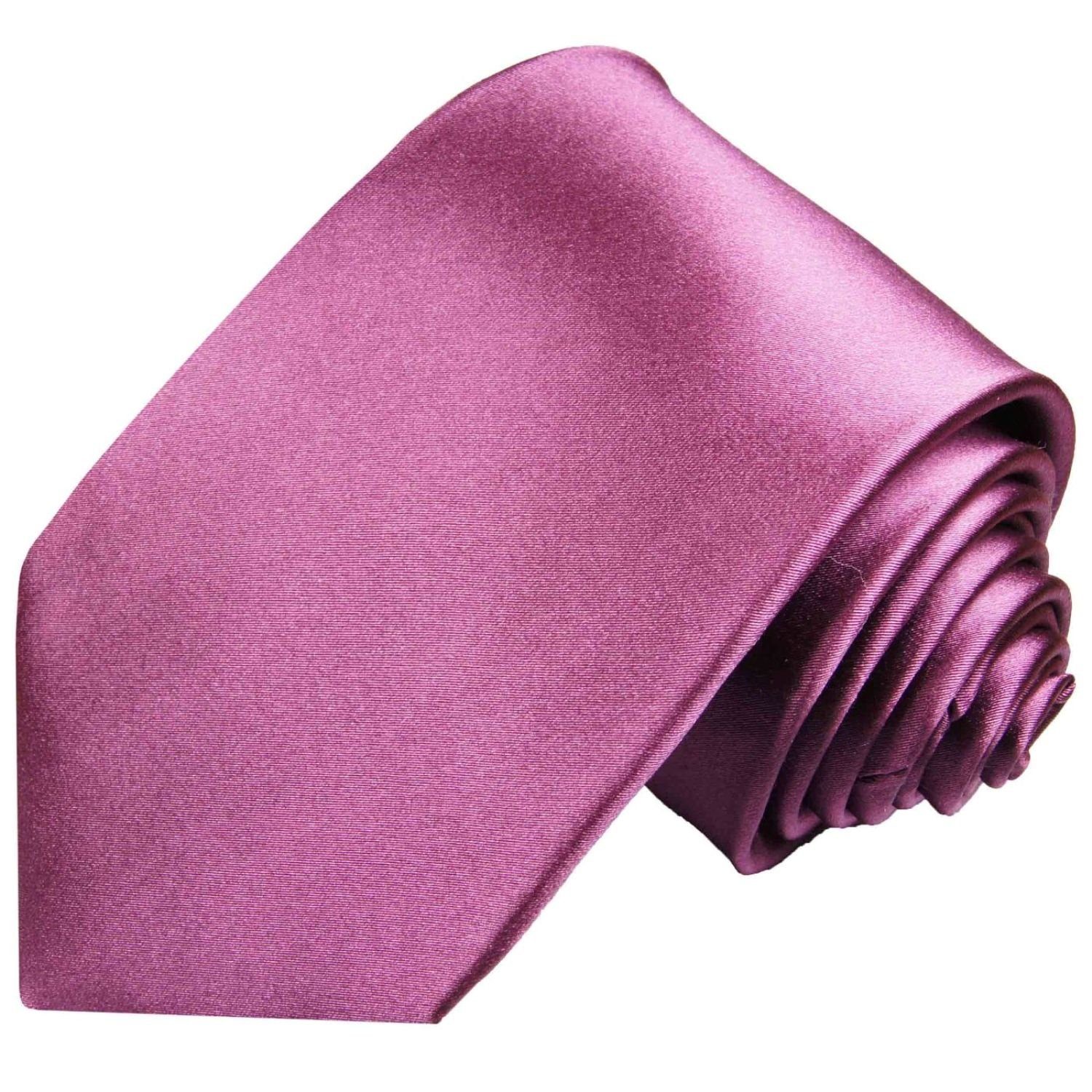 Paul Malone Krawatte Herren Seidenkrawatte Schlips mit Tuch modern uni satin 100% Seide (Set, 2-St., Krawatte mit Einstecktuch) Schmal (6cm), mauve 986 – Bild 3 von 3