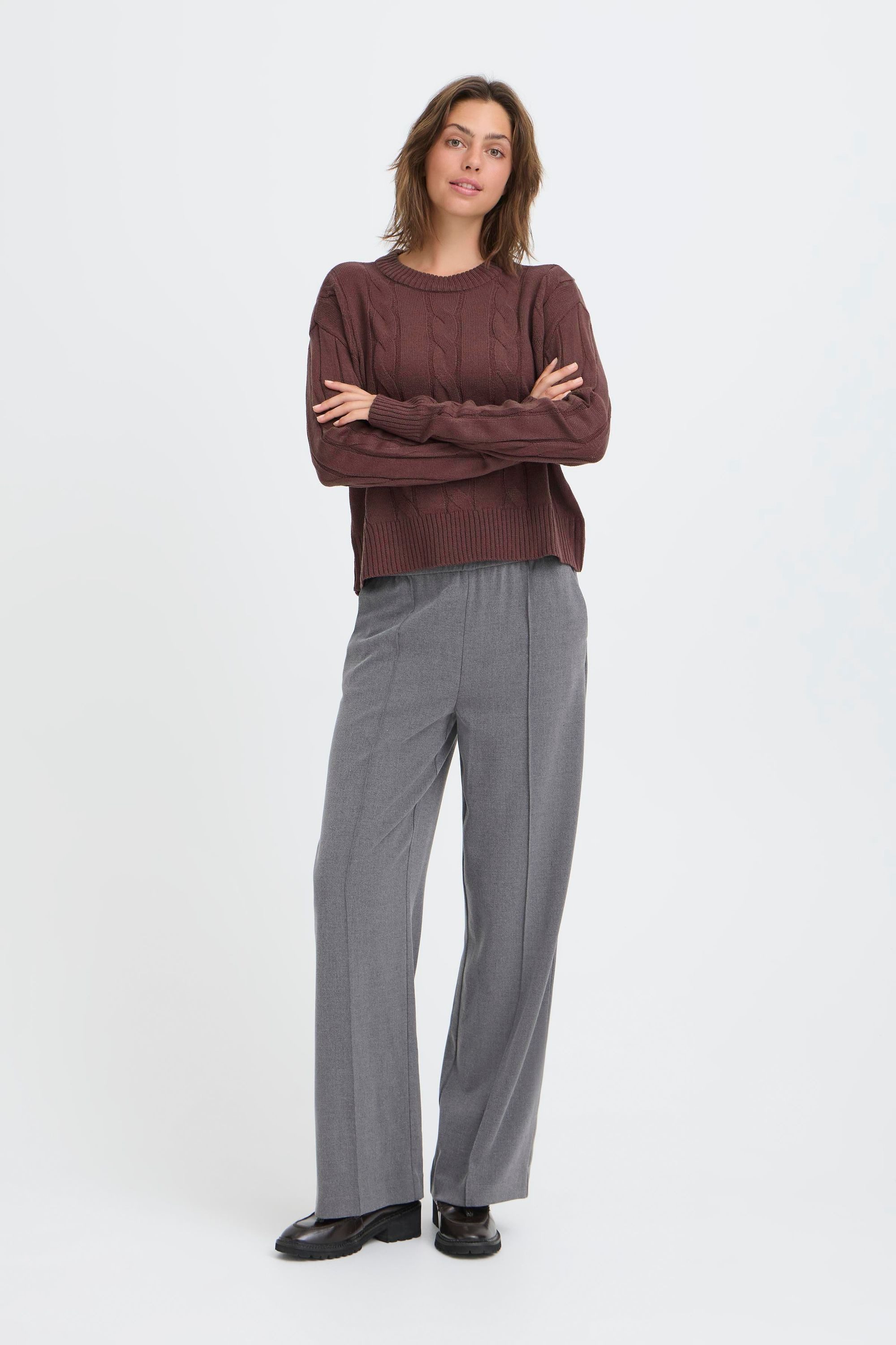 OXMO Strickpullover OXKimni Kuscheliger Pullover mit Zopfmuster