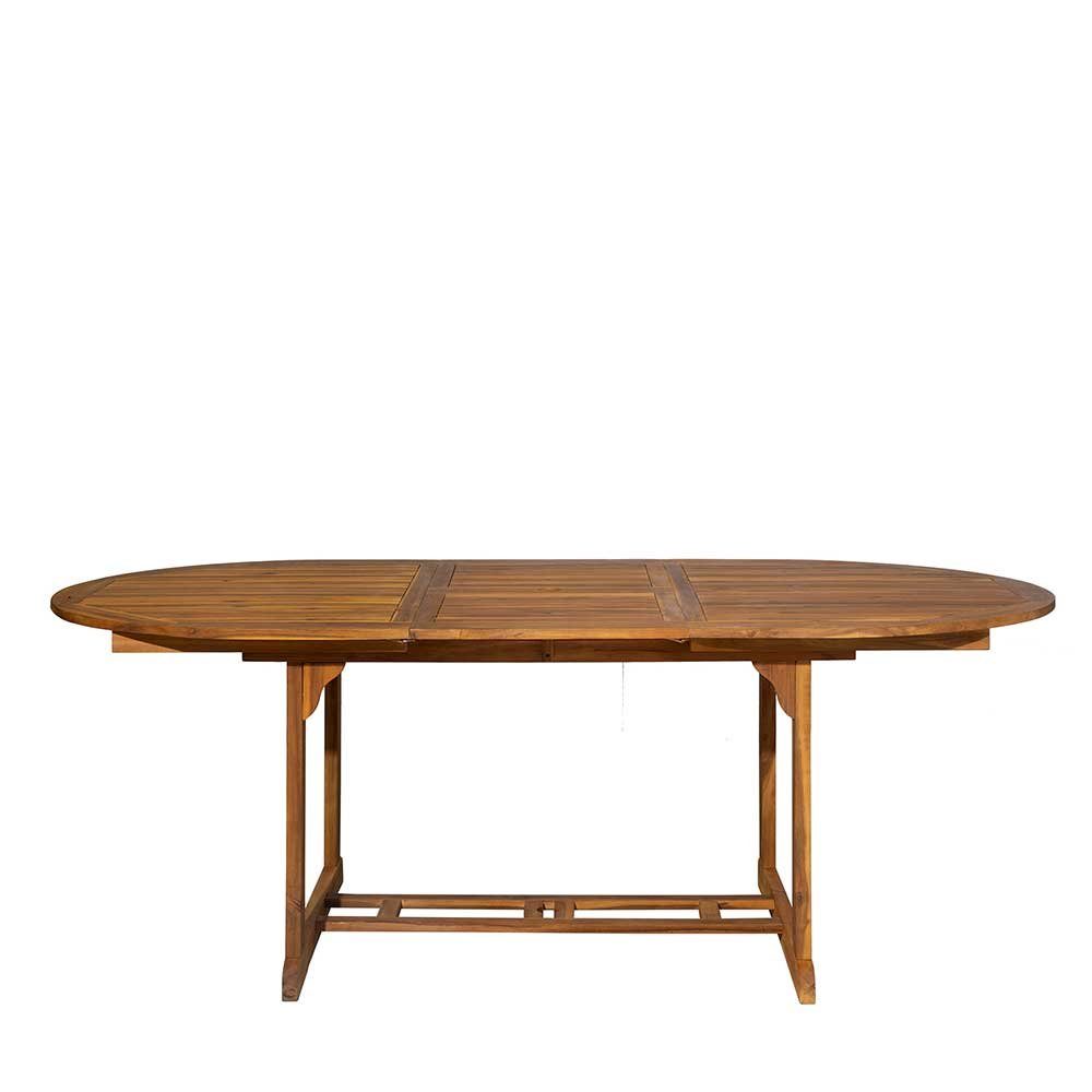 Pharao24 ovaler ausziehbar mit Massivholz, Tischplatte, Elhan, aus Gartentisch
