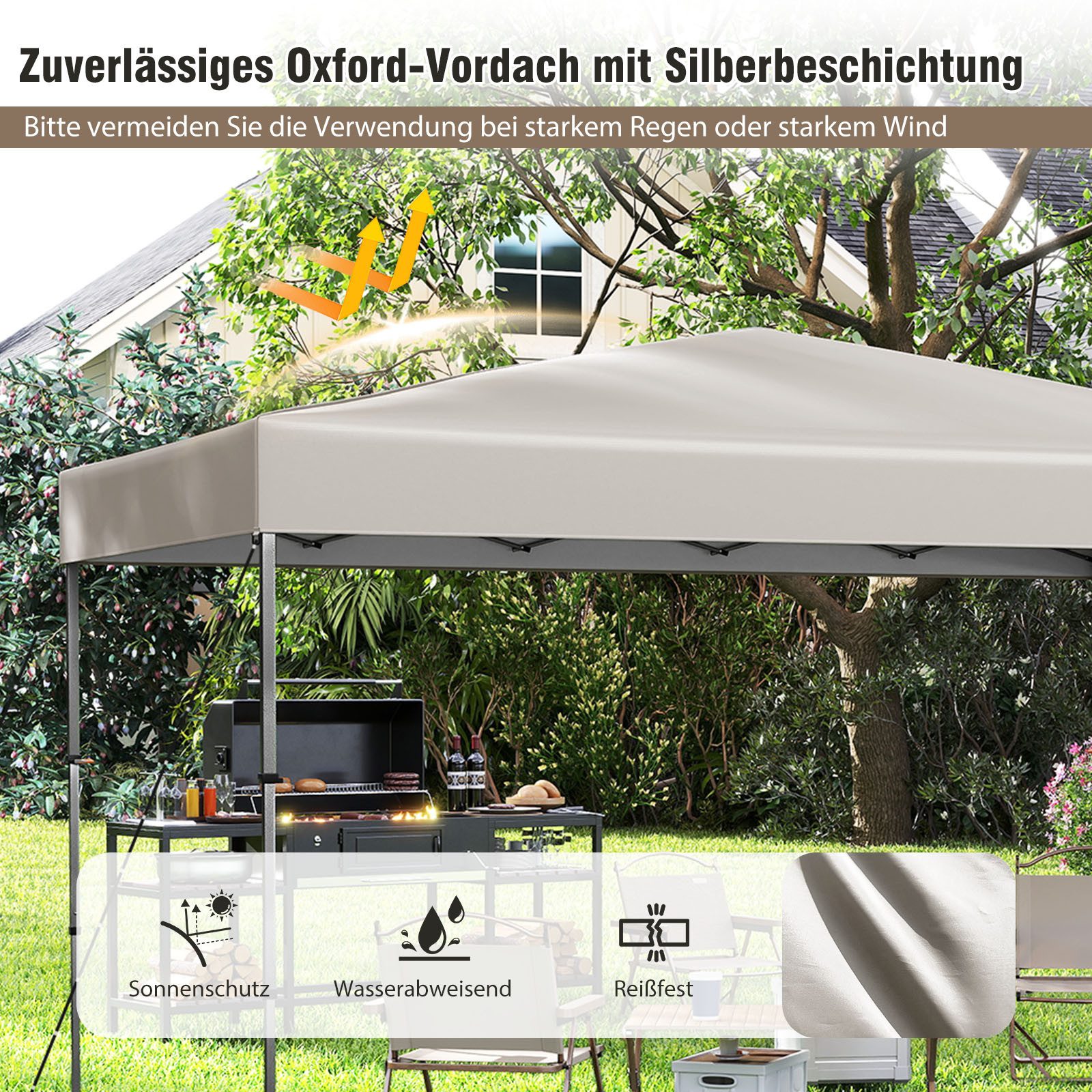 COSTWAY Faltpavillon, 365x225cm Pop-up-Pavillon faltbar mit Tragetasche