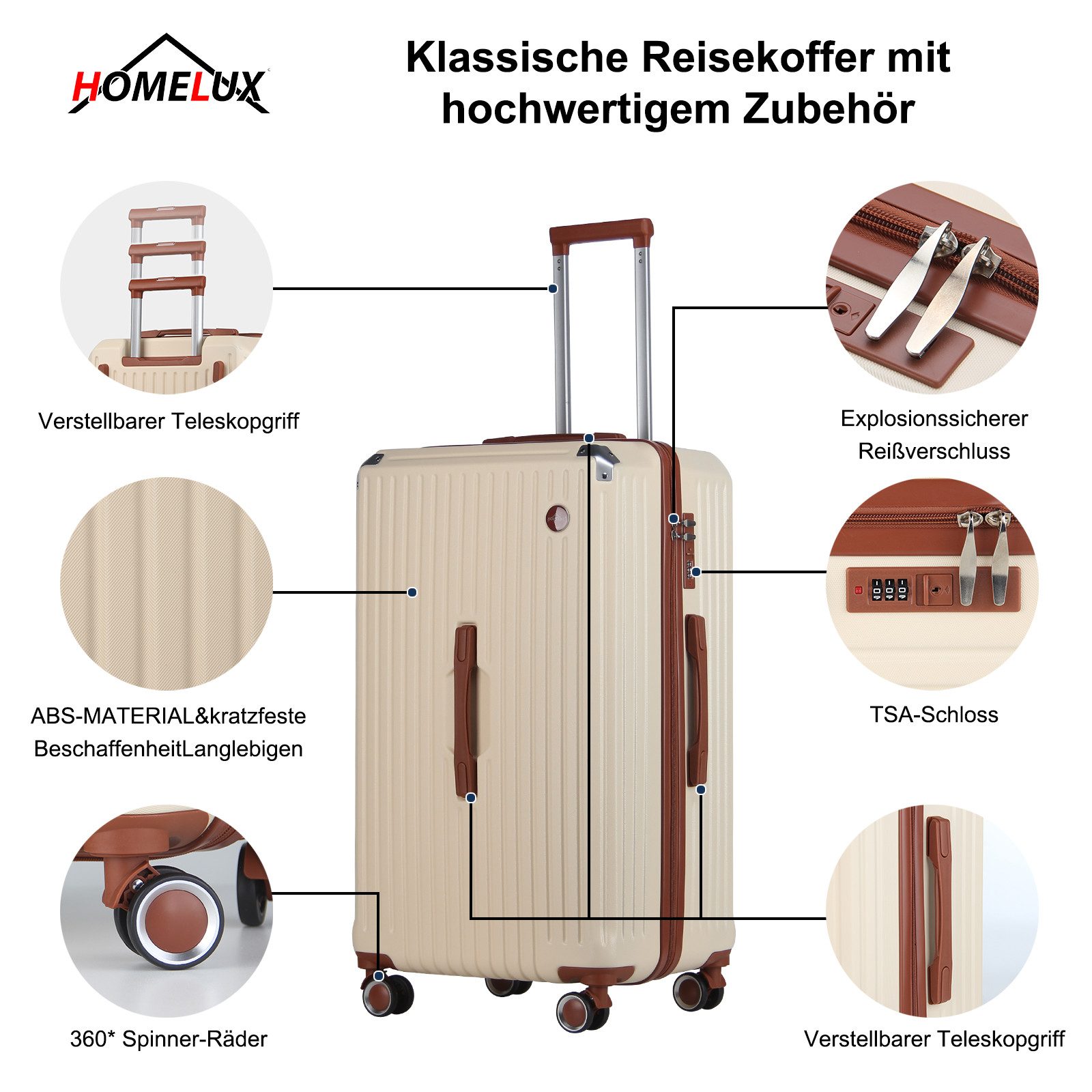 HOMELUX Kofferset Reisekoffer Set 3-teilig Hartschalenkofferset, günstig online kaufen
