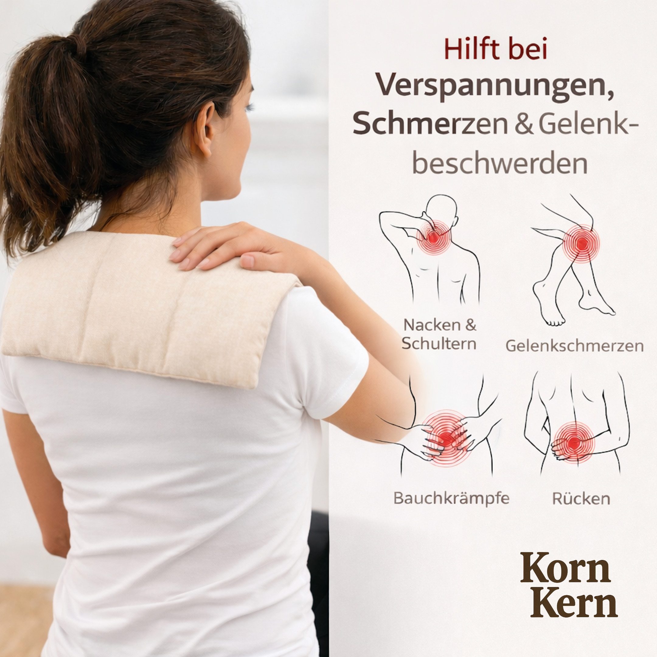 Korn & Kern Manufaktur Wärmekissen Kirschkernkissen mit Lavendel – Mikrowellengeeignetes Wärmekissen, (1-tlg), gegen Verspannungen in Nacken, Schultern und Rücken