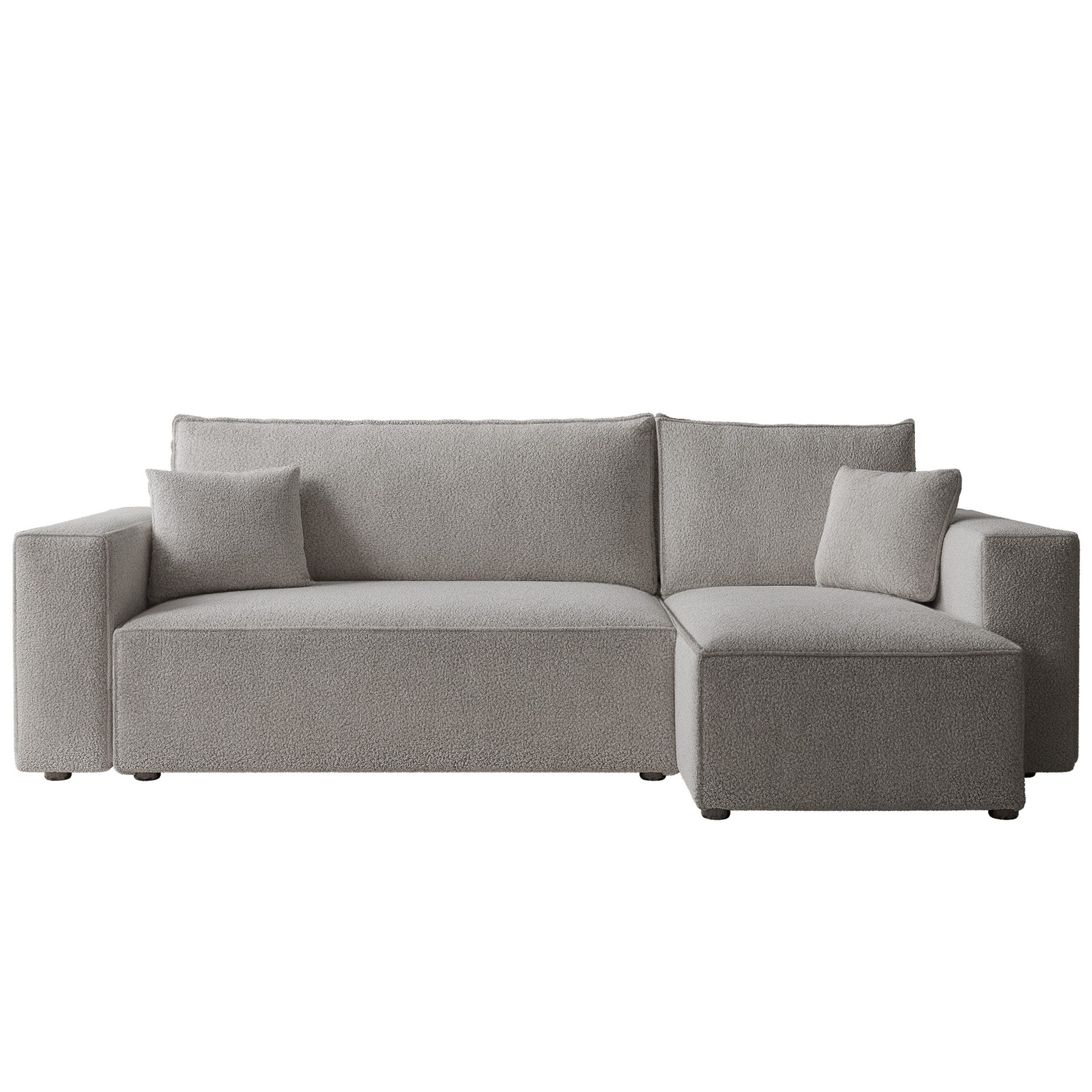 yourhouse24 Ecksofa PARIS L Kompakte Design – Trend-Bezug, Schlaffunktion & Bettkasten, mit Schlaffunktion und Bettkasten, Seite universal