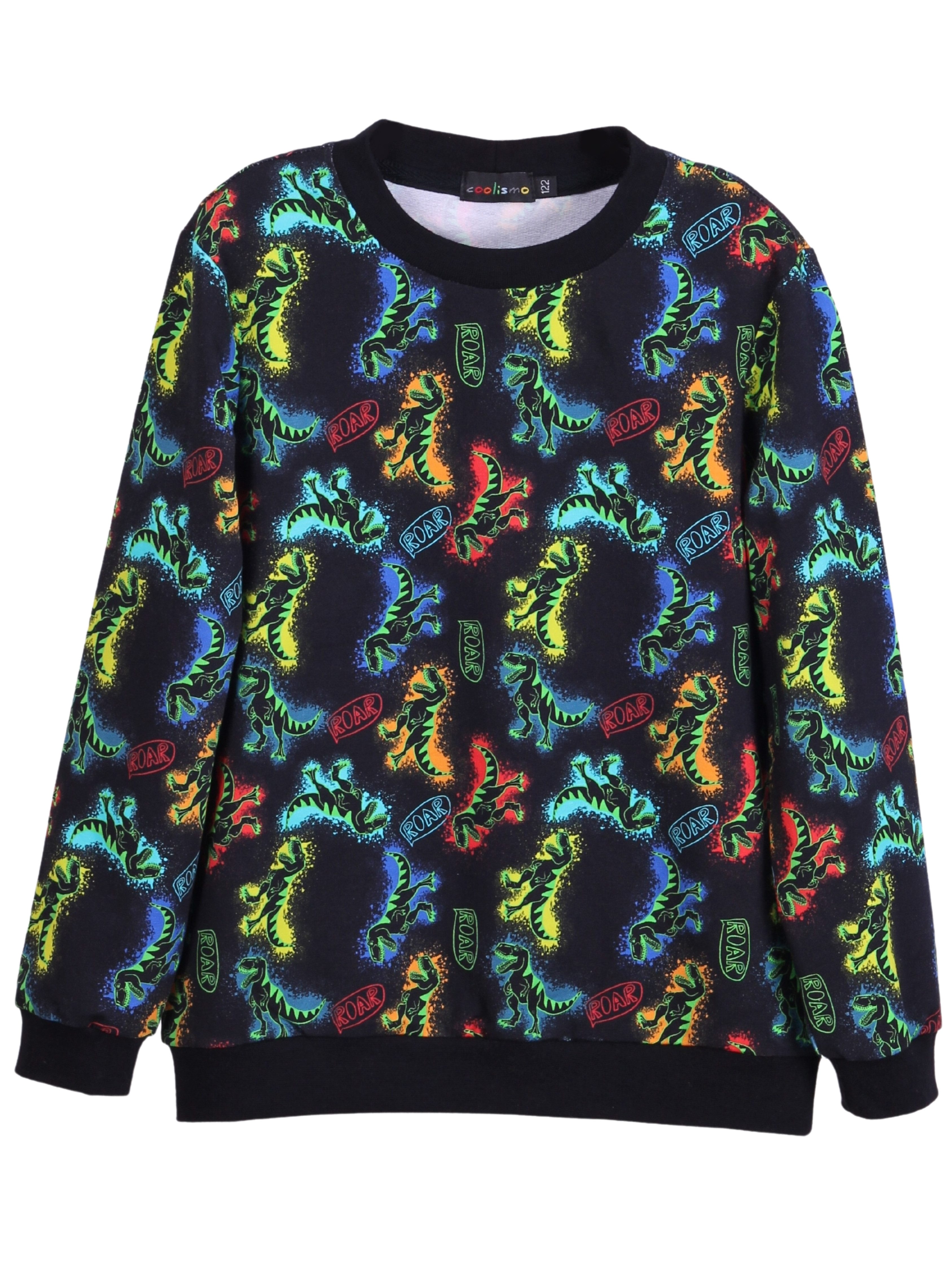 coolismo Sweater Kinder Sweatshirt Jungen Pullover mit farbigem Dinosaurier Print Baumwolle, Made in Europa