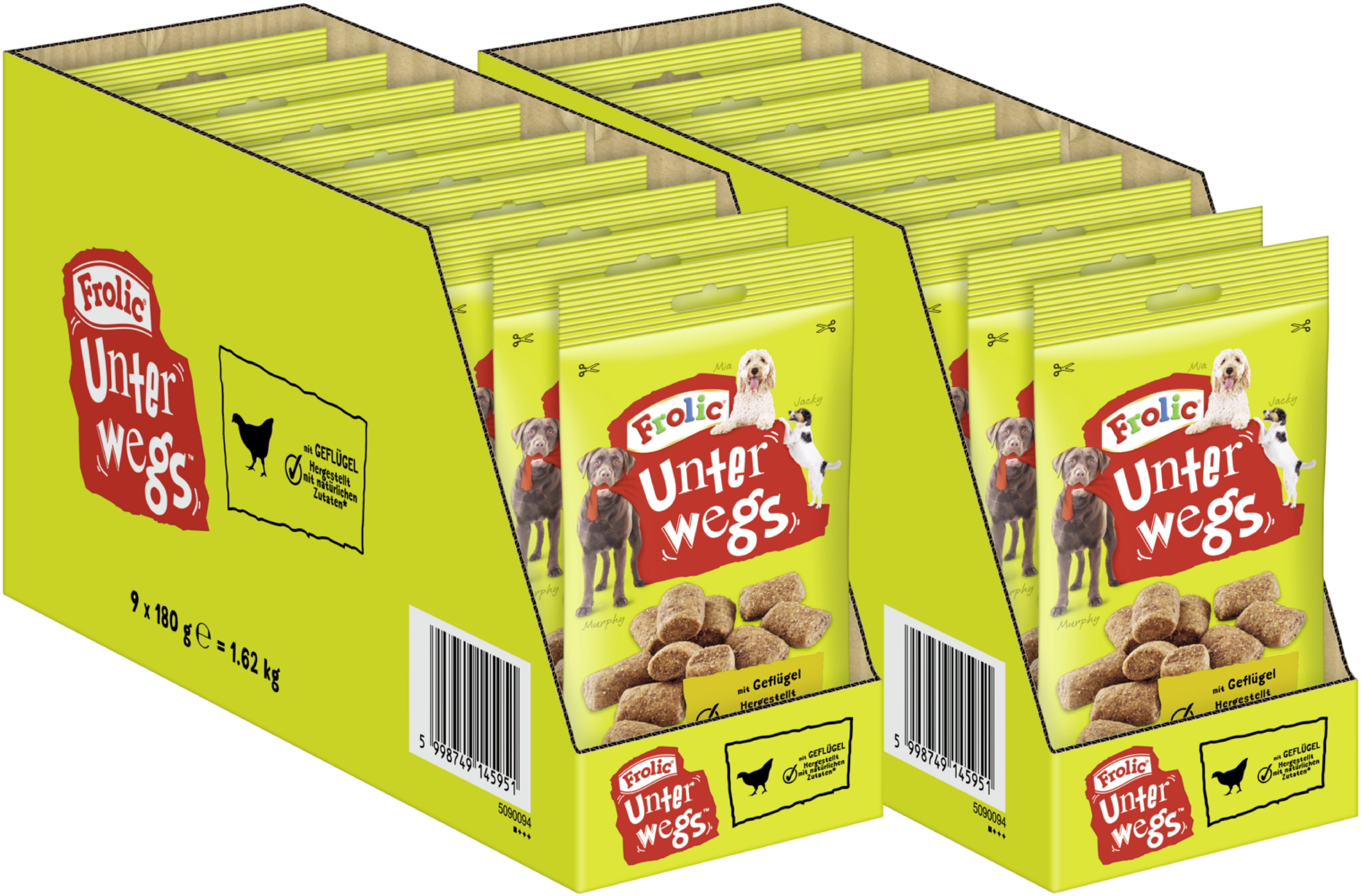 Frolic FROLIC™ UNTERWEGS™ Beutel Geflügel 2 x 9 x 180g, Snack für: Hunde