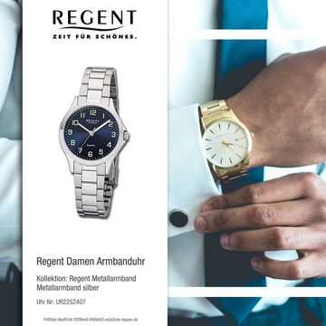 Regent Quarzuhr Regent Damen Uhr 2252407 Metall Quarz, Damen Armbanduhr rund, klein (ca. 29mm), Metallarmband