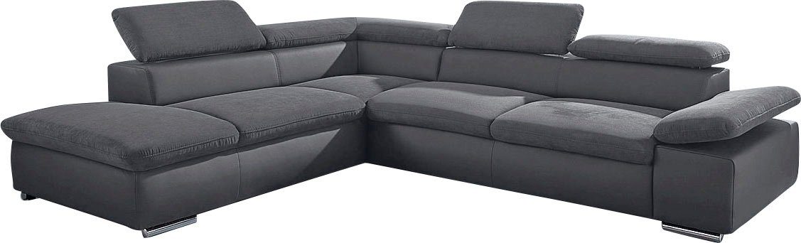 Kopf- Ecksofa Valantine, mit Armteilverstellung inklusive und sit&more dunkelgrau mane,