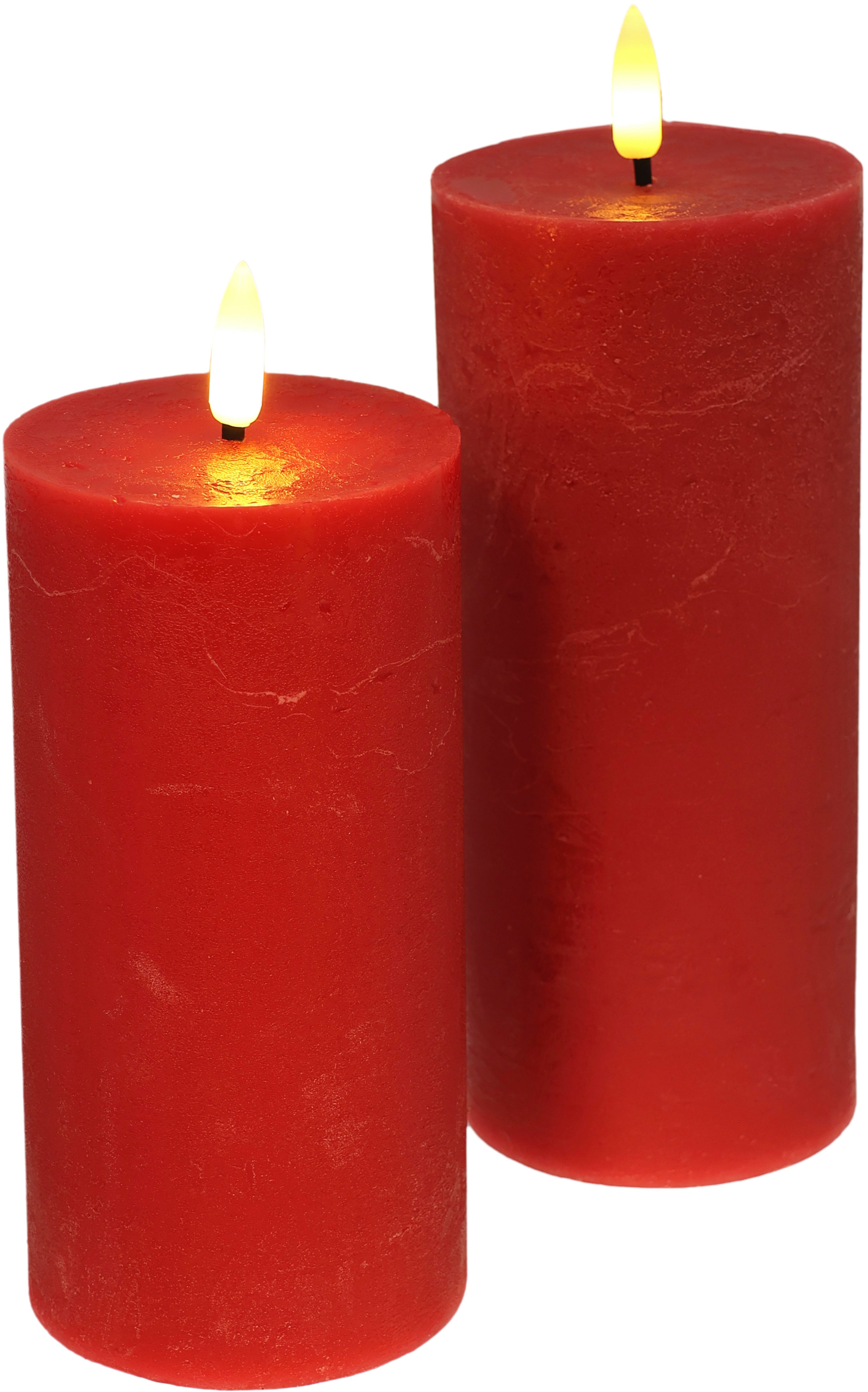 LED-Kerze LED Echtwachskerze 2er Set