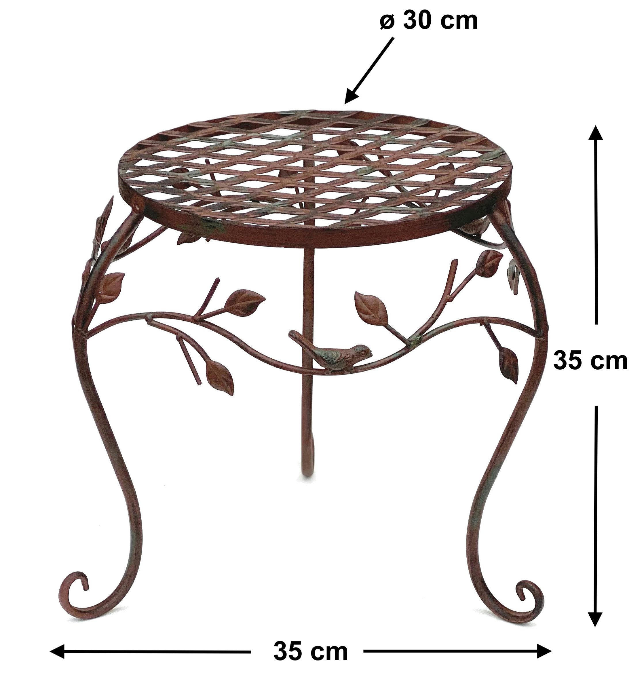 DanDiBo Blumenhocker Metall Braun 25 - 35 cm Blumenständer Blumensäule Antik