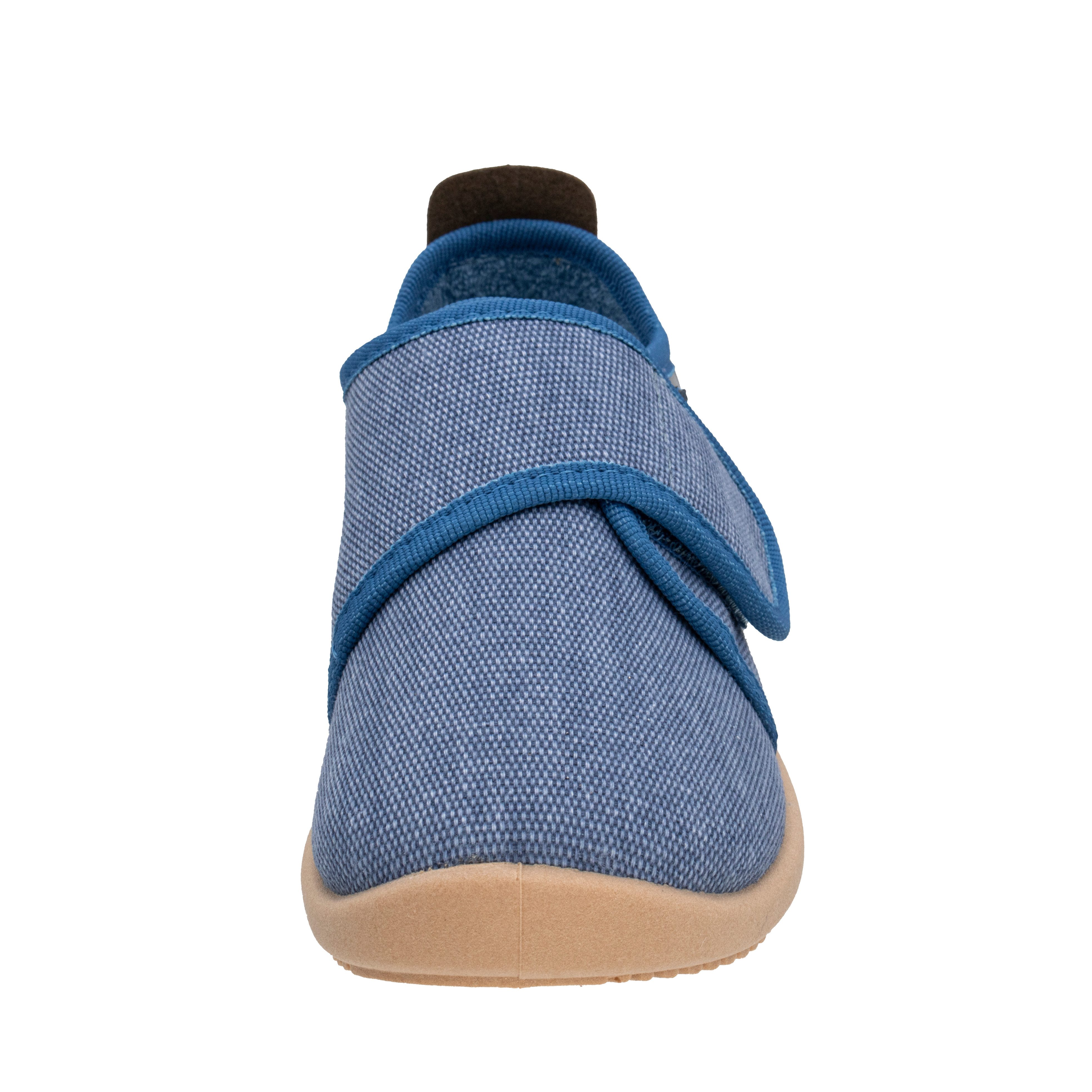 Fischer-Markenschuh Softer Hausschuh für Kinder, aus Baumwollleinen, mit Frotteefutter, Klettverschluss – Bild 4 von 5