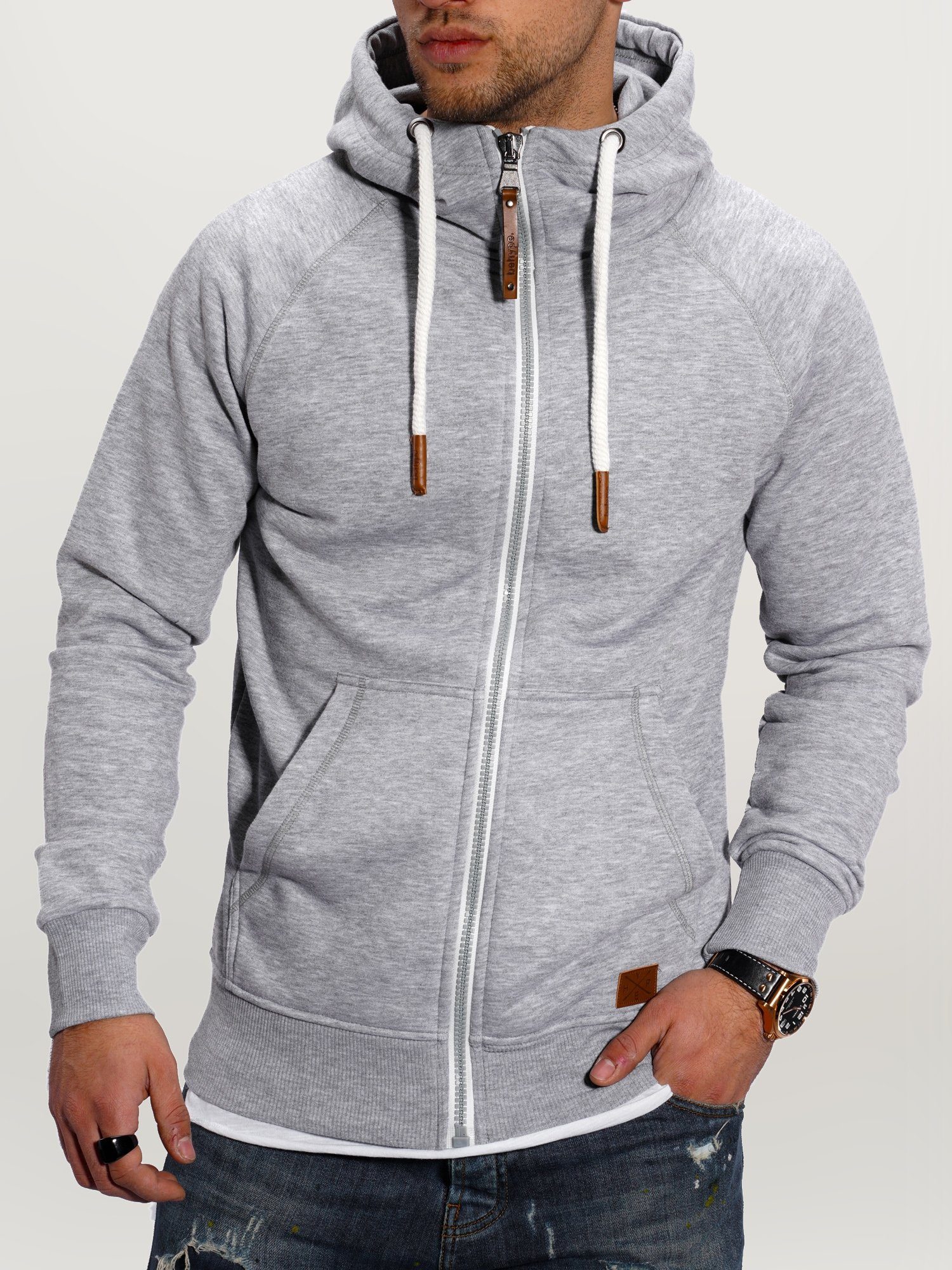 BHTANSER grau Sweatjacke behype mit praktischem Kordelzug