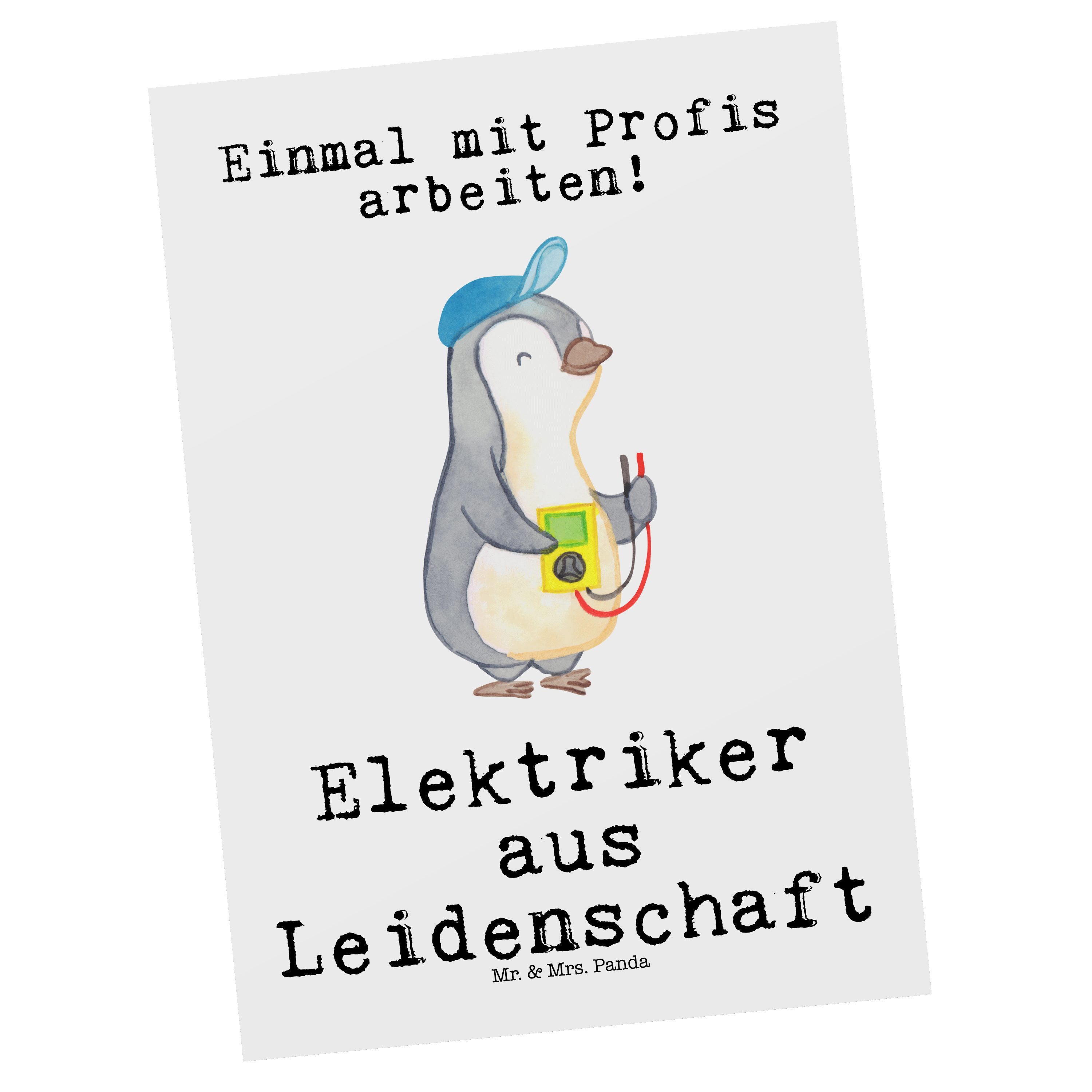 Mr. & Mrs. Panda Postkarte Elektriker aus Leidenschaft Weiß