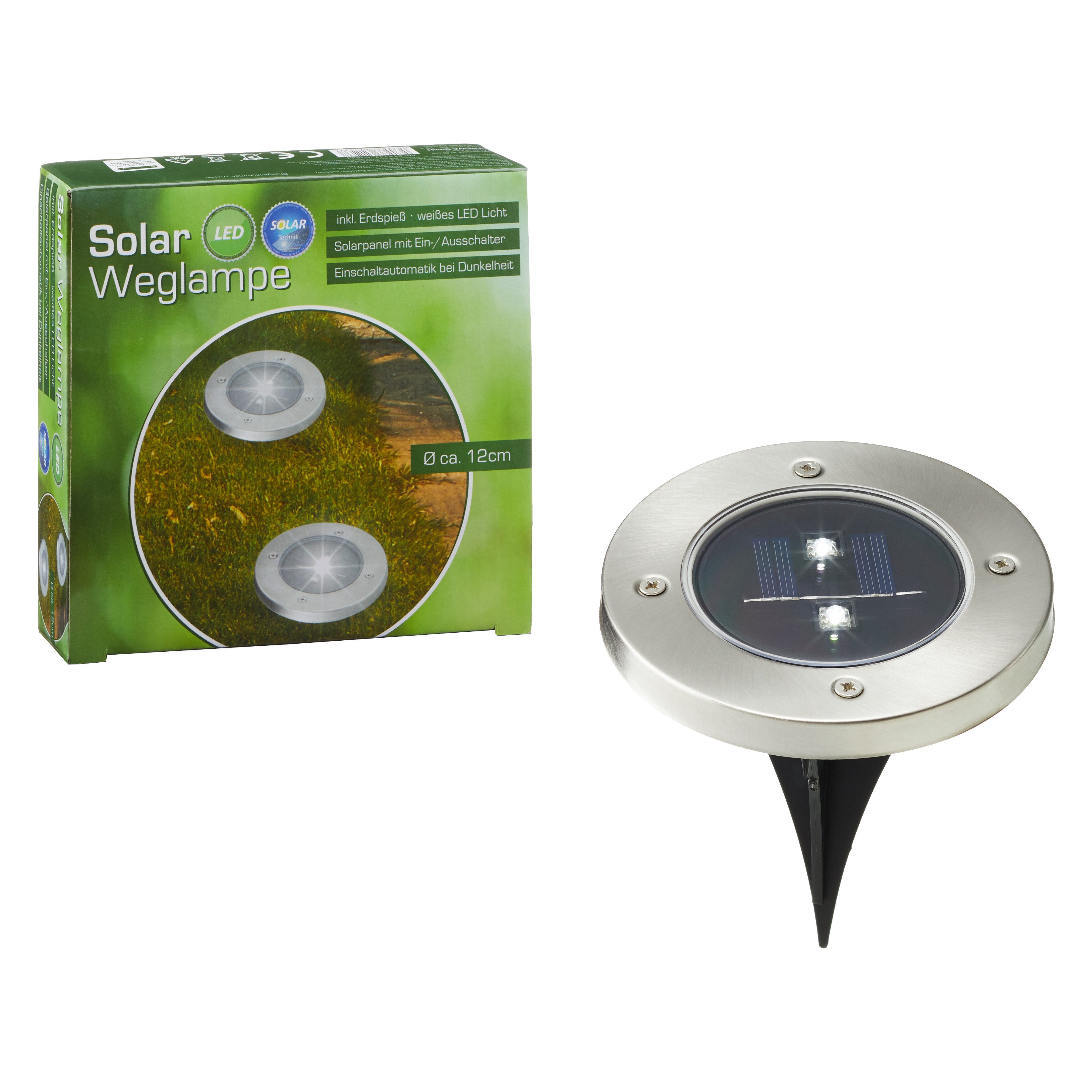 mucHome LED Solarleuchte Solar LED Wegeleuchte Set, 3 Stück Edelstahl/ABS 12cm reinweiß
