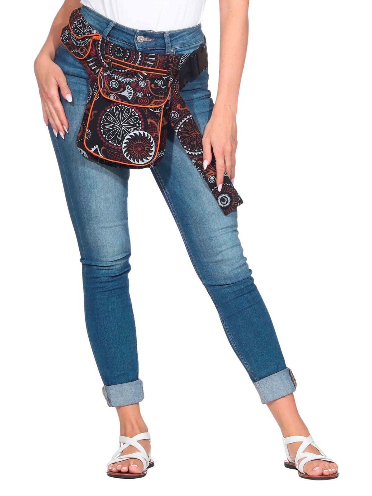 KUNST UND MAGIE Bauchtasche Doppel Bauchtasche Sidebag Gürtel/Hüft/Festivaltasche Hippie Hipbag